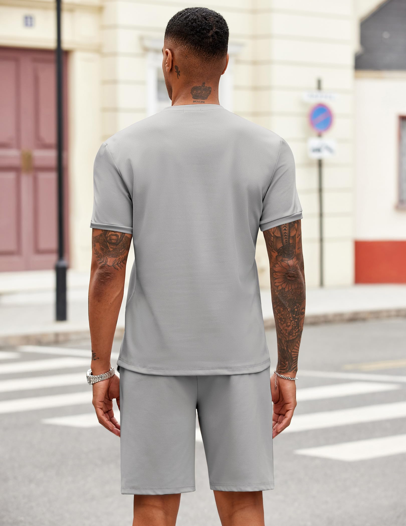 COOFANDY Tuta da uomo 2 pezzi casual polo con zip a un quarto e pantaloncini set atletico jogging estate tuta