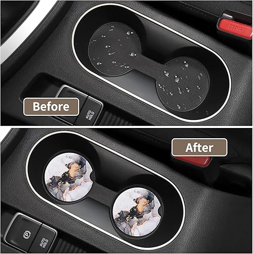 Miniatura 4 de Posavasos para automóvil, 2 unidades, posavasos de cerámica de 2.56 pulgadas para portavasos de automóvil, posavasos absorbentes con parte trasera