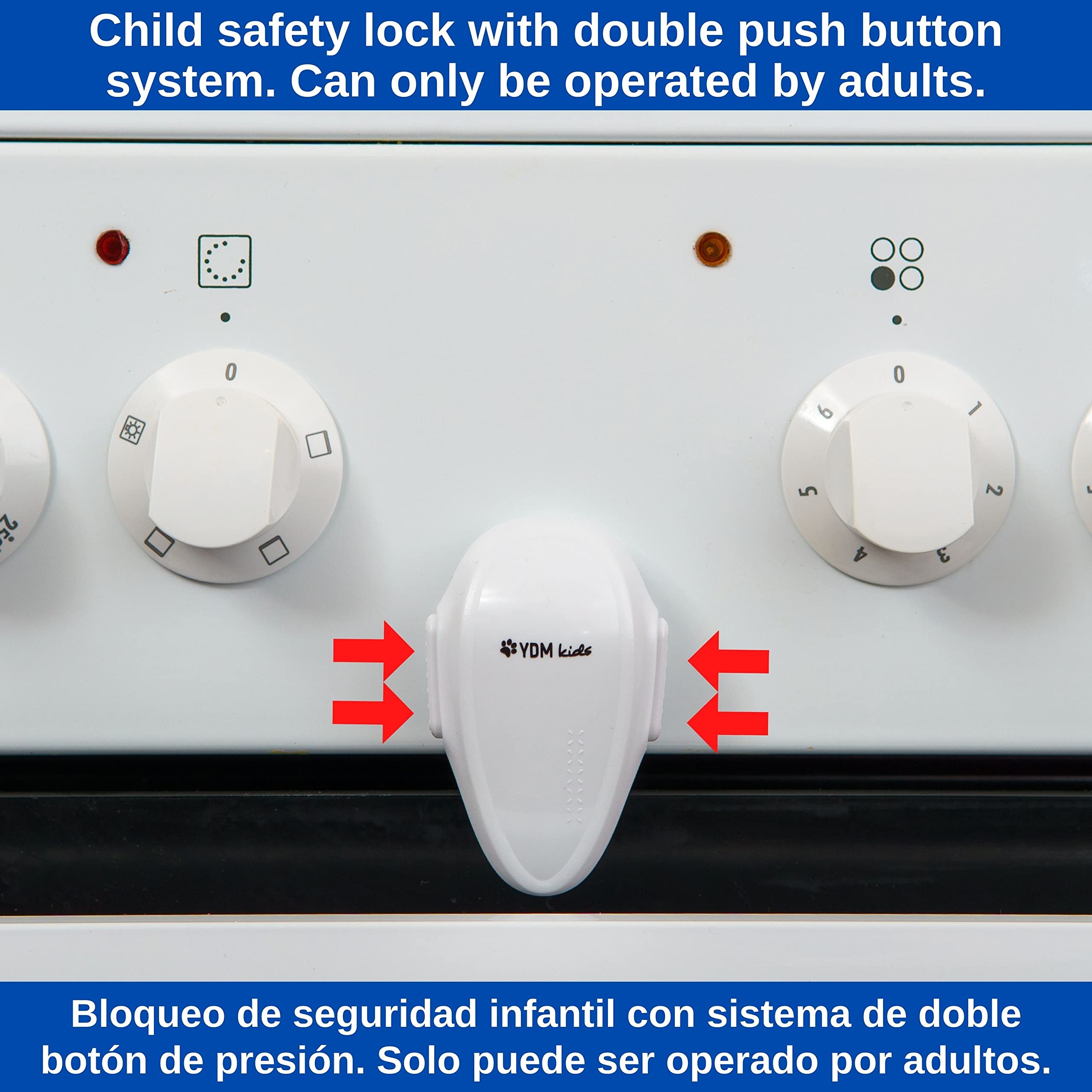 Oven Door Child Safety Lock, 2 Pcs, In White, Oven Safety Lock With Heat-resistant Adhesive, Double Push-button, Removable Without Residue, Oven Door - View #6