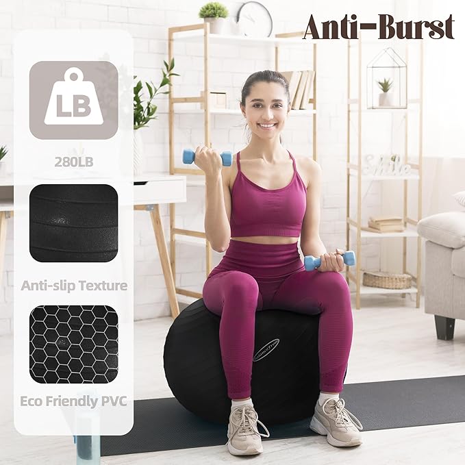 The BalanceFrom Exercise Ball is available in multiple sizes and colors, catering to individual needs and preferences. Sizes typically range from 55 cm to 75 cm, allowing users to choose the most suitable dimensions based on their height and exercise requirements. With its combination of strength, convenience, and versatility, this exercise ball is a practical addition to both home gyms and professional fitness settings.