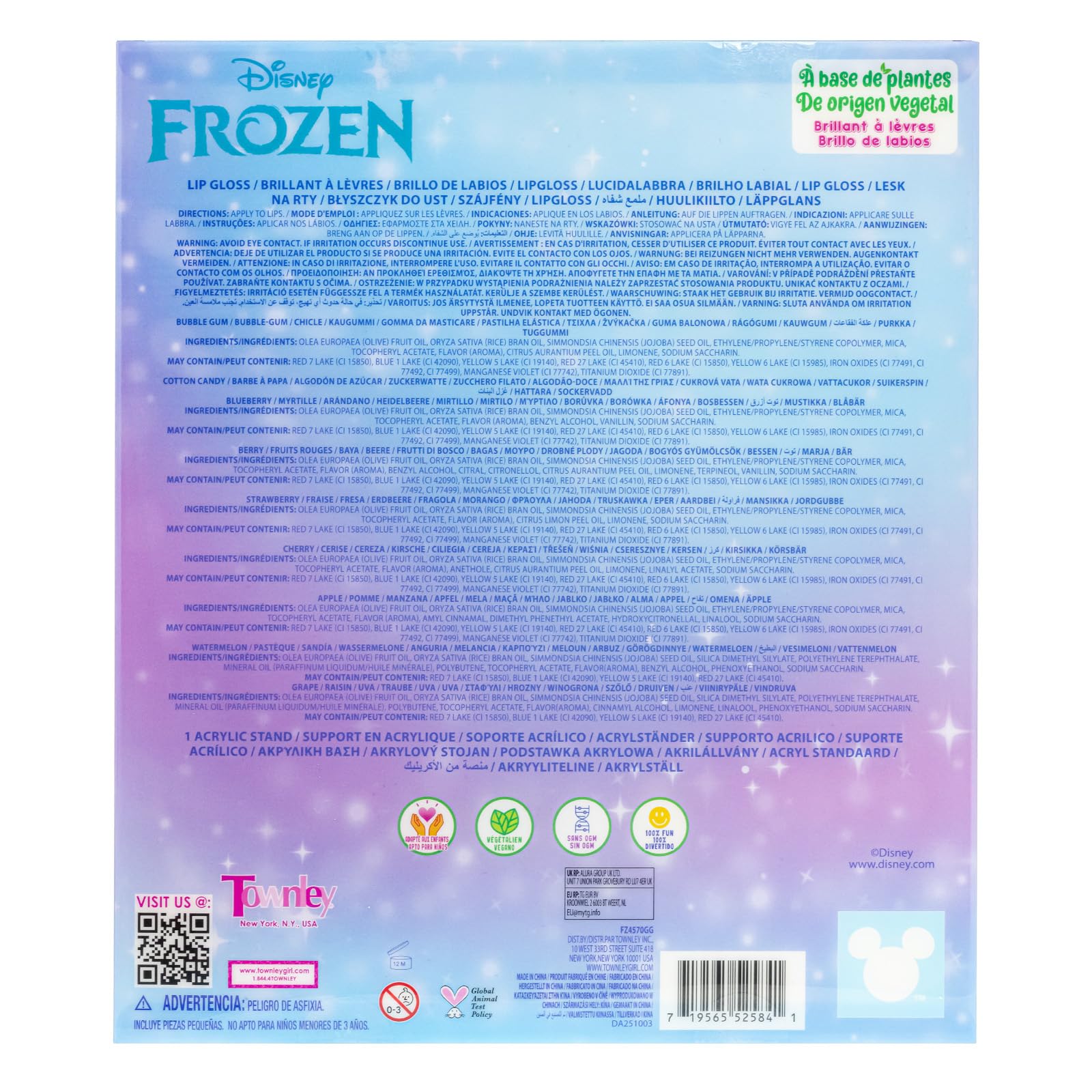 Frozen Brillo Labial Vegetal con Soporte Personaje Expositor