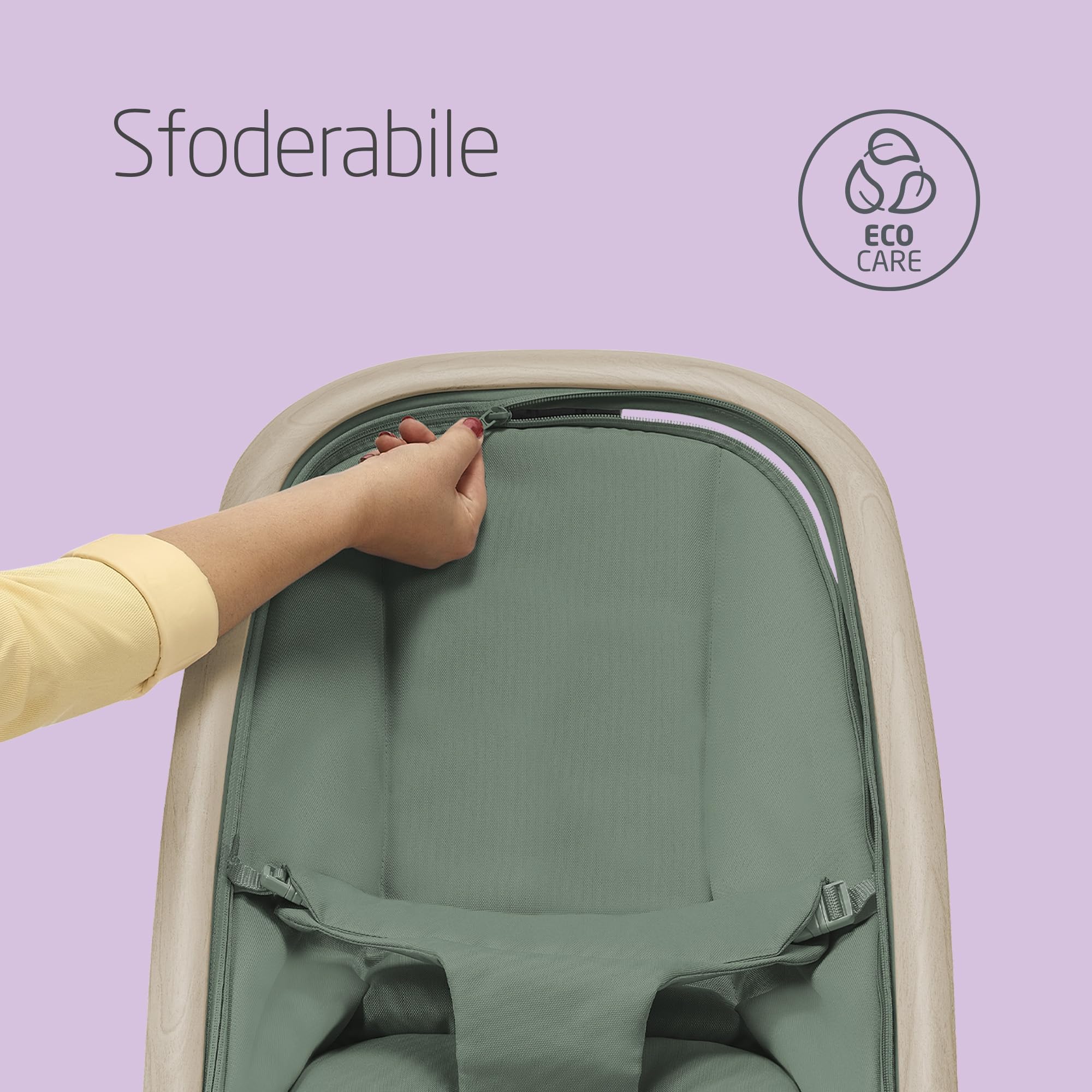 Maxi-Cosi Kori Sdraietta Neonati in Tessuto con Arco Gioco, 0-2 anni, 15 kg, Sdraietta Pieghevole, 3 Posizioni di Reclinabile, Chiusura Compatta, Cinture Easy-in, Chiusura Compatta, Beyond Green