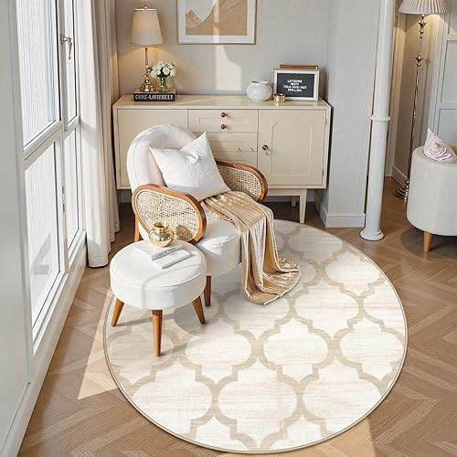 Miniatura 2 de Lahome Alfombras Redondas Marroquíes - 4x4 Lavables Antideslizantes Pequeña Alfombra de Área Redonda Suave Alfombras Circulares para Dormitorio