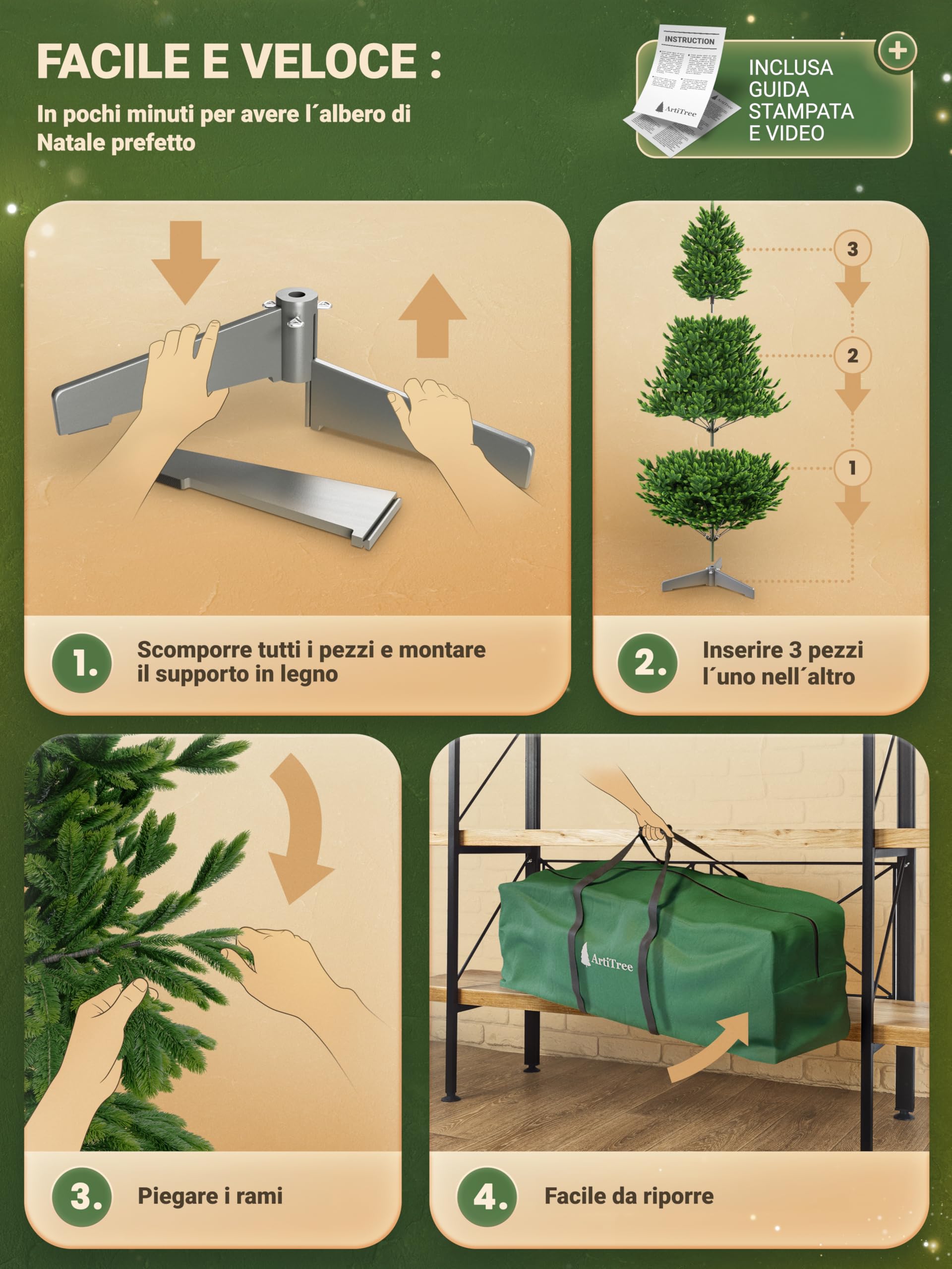 Albero di Natale artificiale [100% stampato a iniezione] - Nordman realistico con cima robusta | christmas tree di prima qualità con supporto in legno certificato FSC (120 cm, Senza illuminazione)