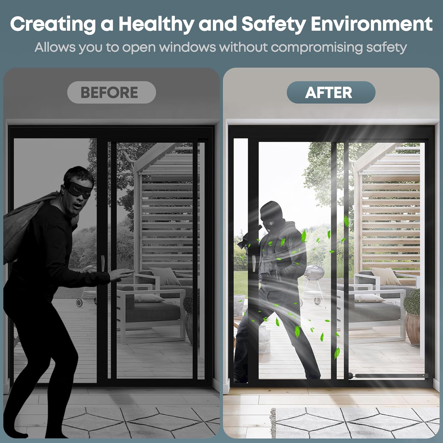 Adjustable Window Security Bar,17-33 Inch Sliding Door Security Bar Lock with Rubber Base,Window Stopper for Patio Sliding Glass Door/Sliding Window/Anti-Theft/Child Safety (Black - 4 Pack)