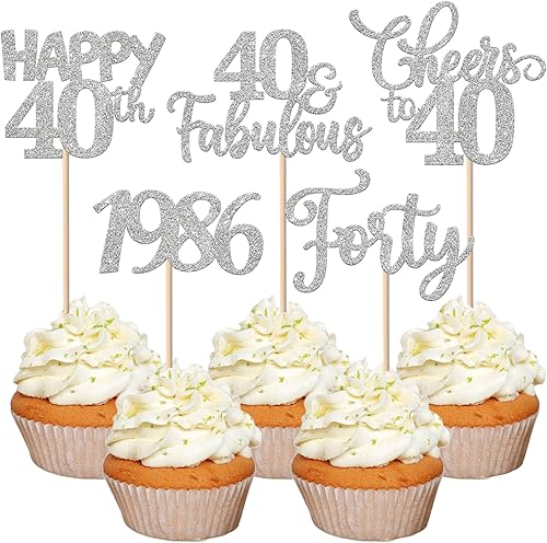 Vista 29 de Rsstarxi Paquete de 30 decoraciones para cupcakes de cumpleaños de 14 años con purpurina 2011 Hello 14 Cheers to 14 años de edad, catorce años, Negro