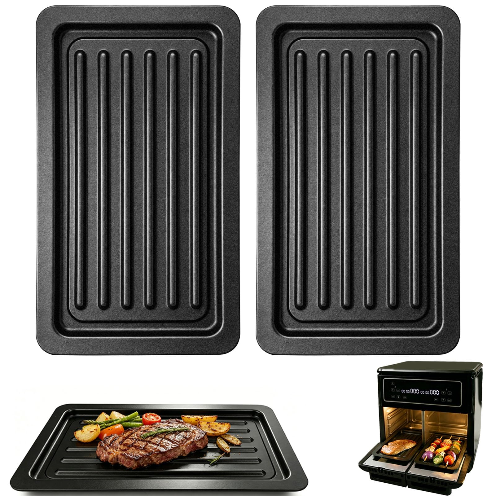 GCQ 2 Pieces Set Air Fryer Crumb Tray for Breville Halo Flexi Air Fryer 11L, 8.04''×4.11''×0.11'' Stainless Steel Air Fryer Accessories Replacement Parts Grill Racks Baking Crumb Rack，Dishwasher Safe