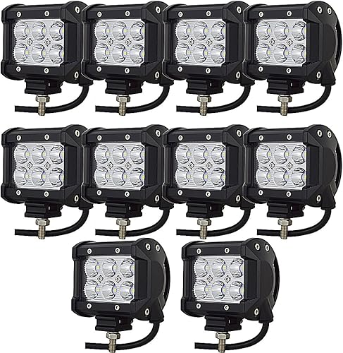 AUXTINGS 10 piezas de 4 pulgadas 18 W Spot LED barra de luz de trabajo lámpara de conducción para Jeep Off Road Cabina Barco SUV Camión Vehículos
