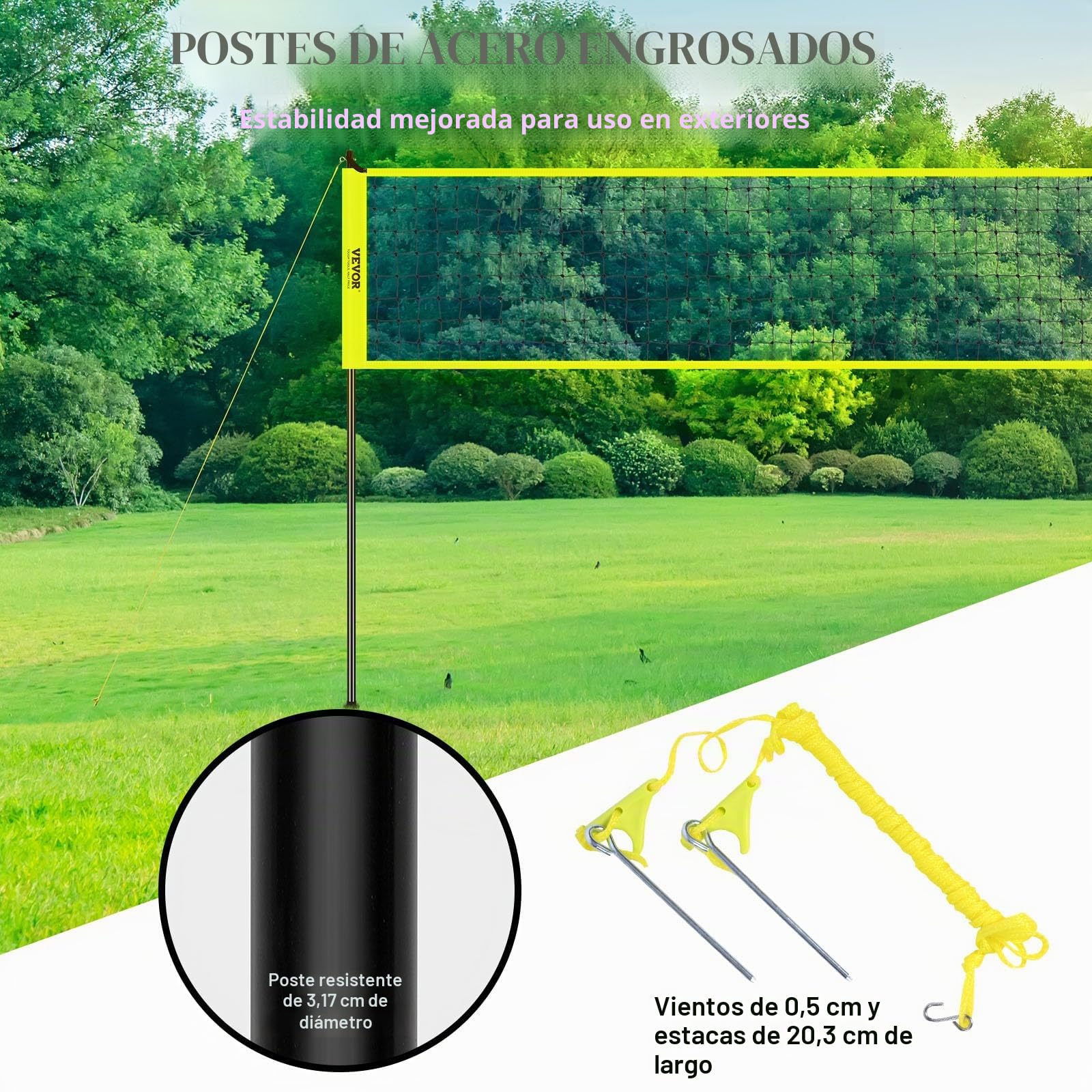 VEVOR Sistema de Red de Voleibol, Postes de Aluminio Unisex Adulto