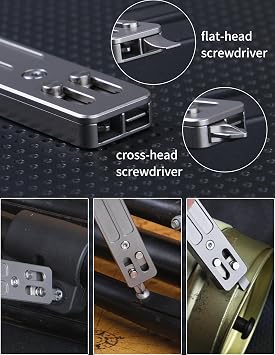 Titanium EDC Multitool with Small Adjustable Spanner Wrench, Pocket Screwdriver, Window Breaker, Bottle Opener and Measuring Ruler, EDC Pocket Tool, Gifts for Men