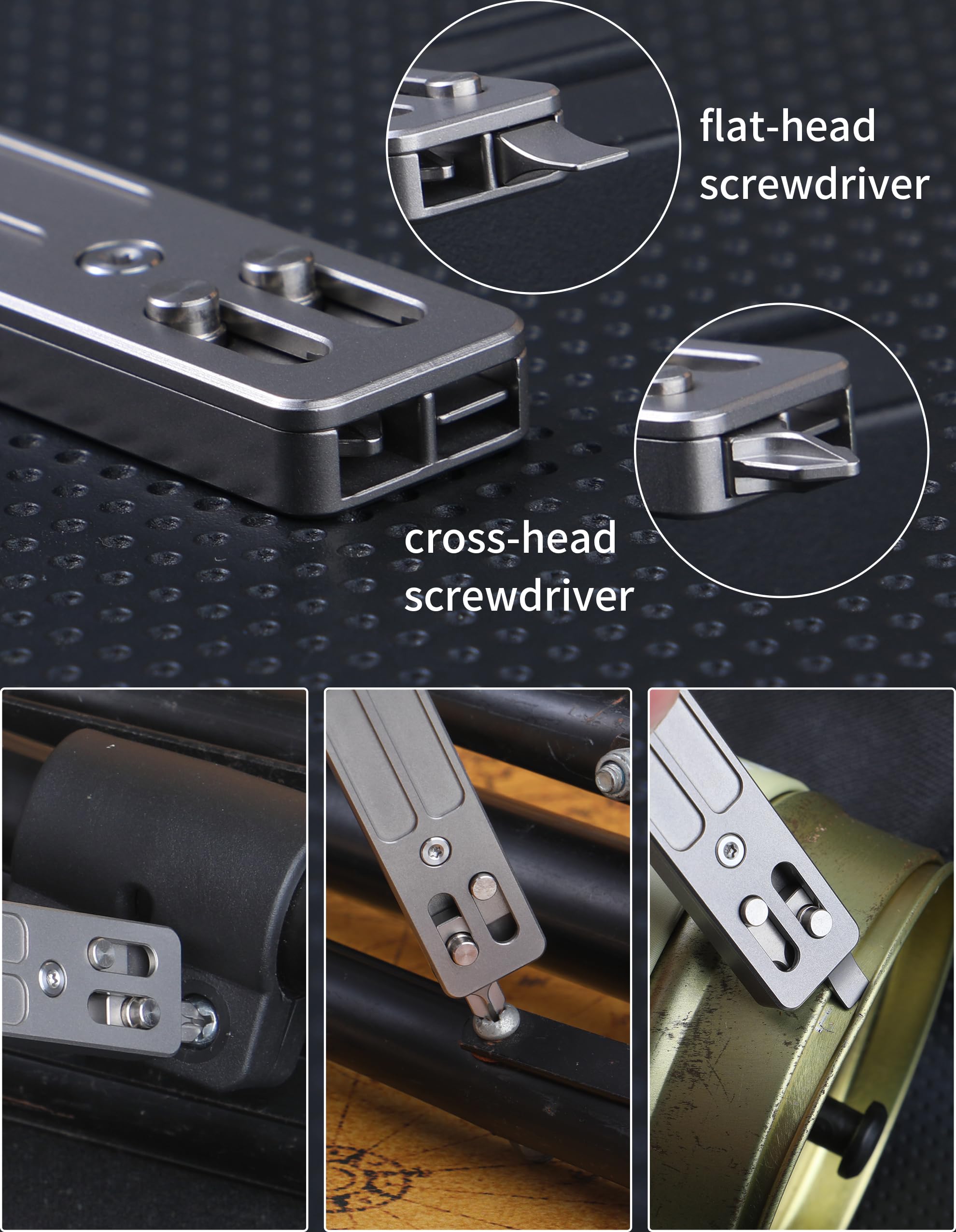 Multiherramienta EDC de titanio con llave, abrebotellas, abridor de cajas, rompevanas, destornillador y regla de medición, multiherramienta de bolsillo EDC para accesorios de camping, regalos