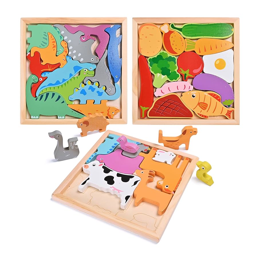 木製動物パズル 木のパズル なかよしどうぶつ 知育玩具 木のおもちゃ GENI