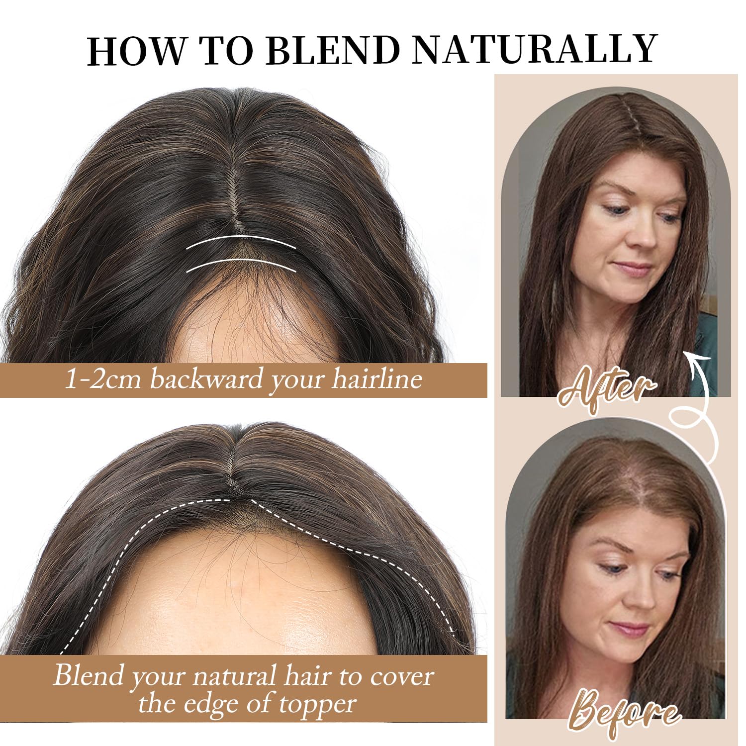 Molefi Hair Toppers for Women with Thinning Hair,16 Inch Full-End Topper,Synthetic Wiglets Pieces For Women 6.5"x6.5"Large Base for Daily Use(Dark Ash Brown with Honey Blonde Highlights)