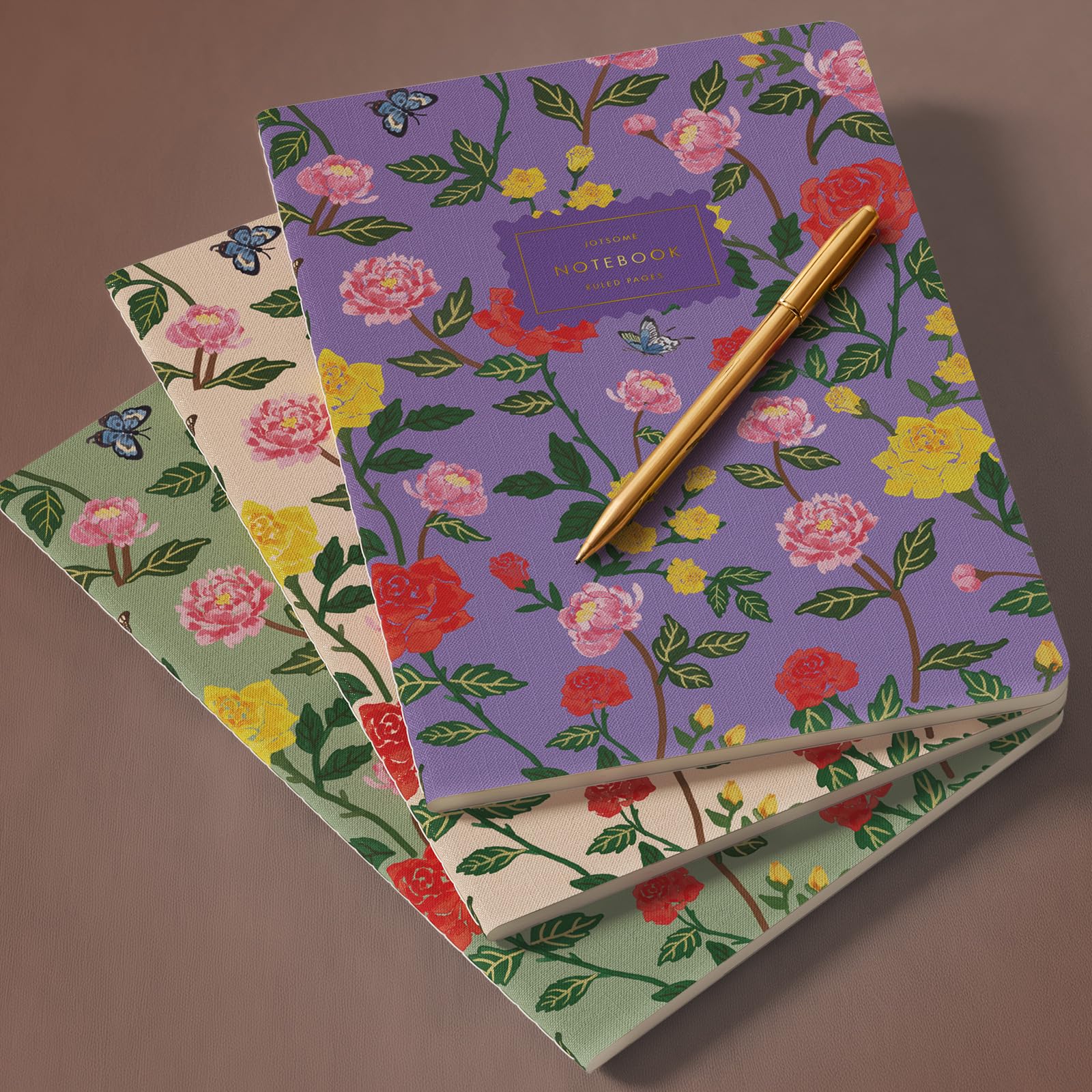 Jotsome Lot de 3 carnets cousus de 15,2 x 21,6 cm, 64 pages larges lignées, carnet esthétique pour l'école, le journal, l'écriture, les voyages et le planificateur, cadeau pour les vacances ou Noël