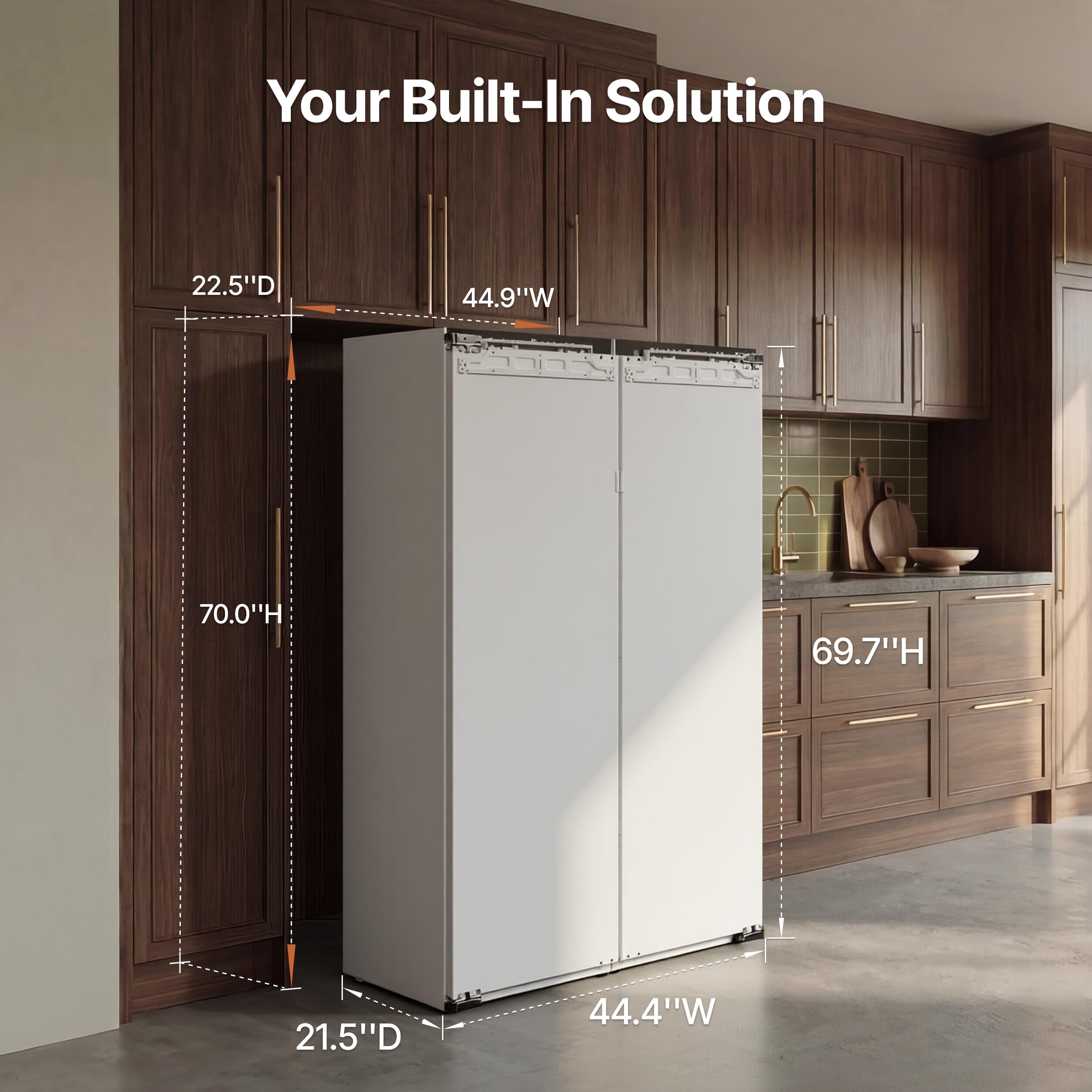 Ca'Lefort 44'' Panel Ready Refrigerator Bundle, Built-In Panel-Ready Fridge With Freezer Perfect For Kitchens 11°F-46°F Precise Freeze Control With Reversible Door (Panel Not Included) on Fridge.com - View 2