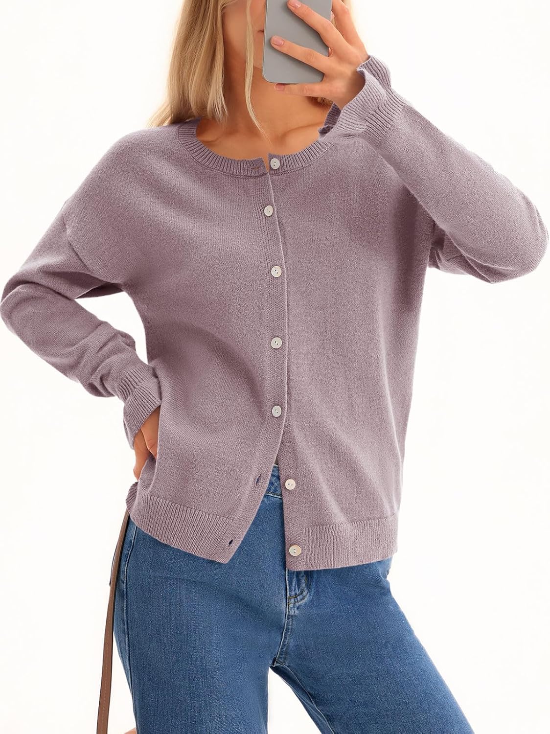 Saodimallsu Womens Cardigan Sweaters Button Down Knit 2025 Fall Ruffle Long Sleeve Sweater Open Front Trendy Outwear - Image 3