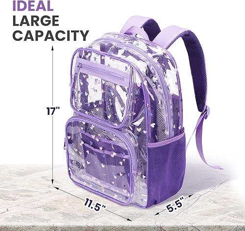 Miniatura 3 de Mochilas transparentes para la escuela, bolsa de libros resistente, transparente de plástico transparente, 10 paquetes morados, Mediana, Mochilas