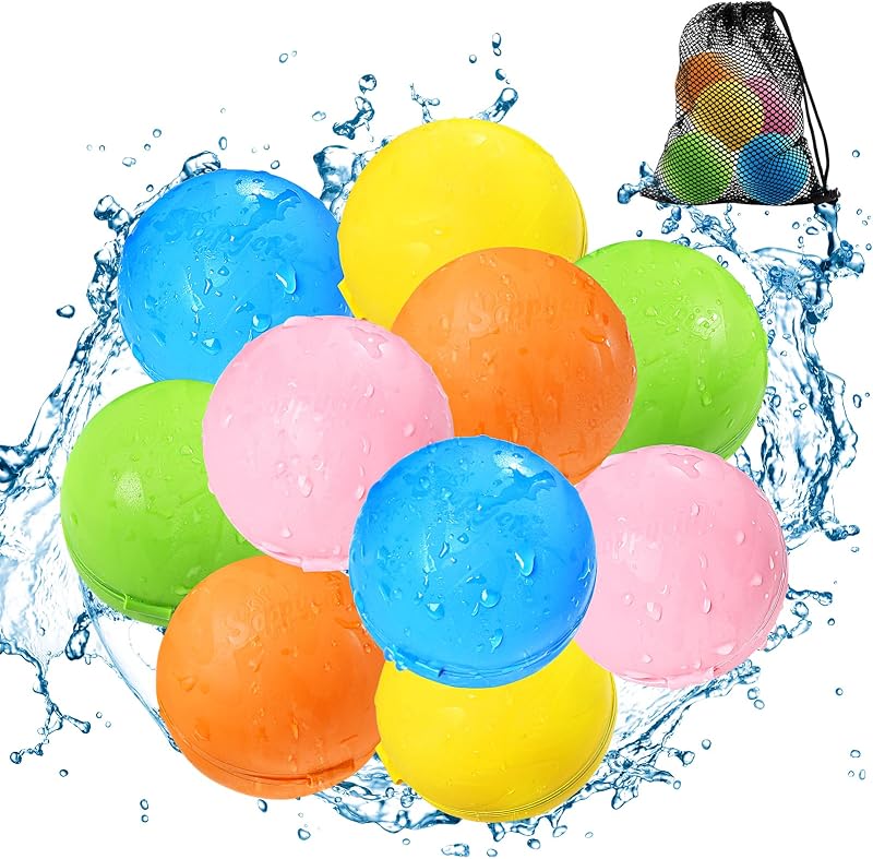 SOPPYCID Globos de agua magnéticos reutilizables para niños, bolas de agua recargables de llenado rápido para pileta, juegos al aire libre para playa, juguetes de verano para niños de 4 a 10 (paquete de 10)