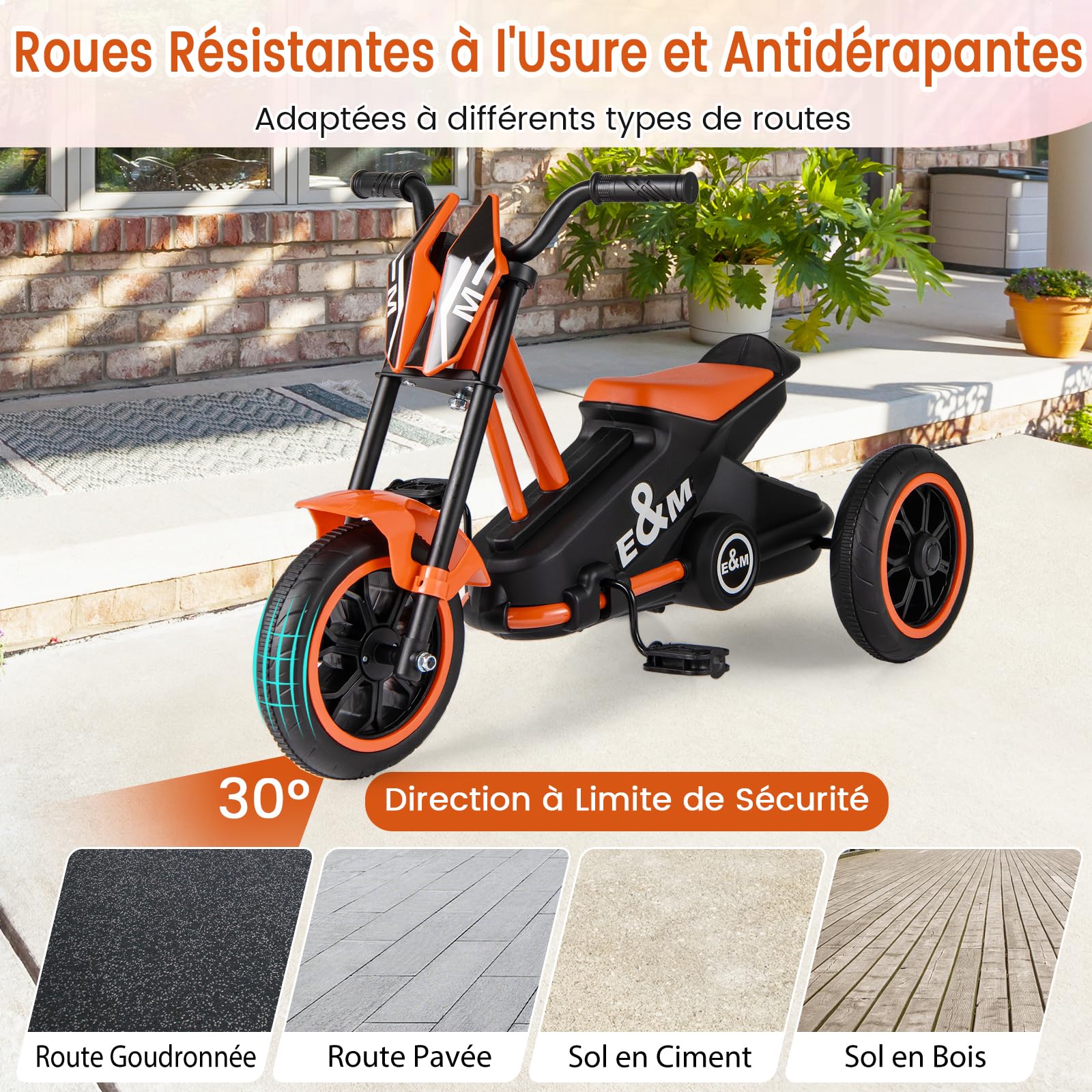 COSTWAY Tricycle Bébé Évolutif avec Guidon & Pédale, Vélo Enfant à 3 Roues avec Pare-Brise Cool, Draisienne pour Garçons Filles de 3 Ans+ (Orange)