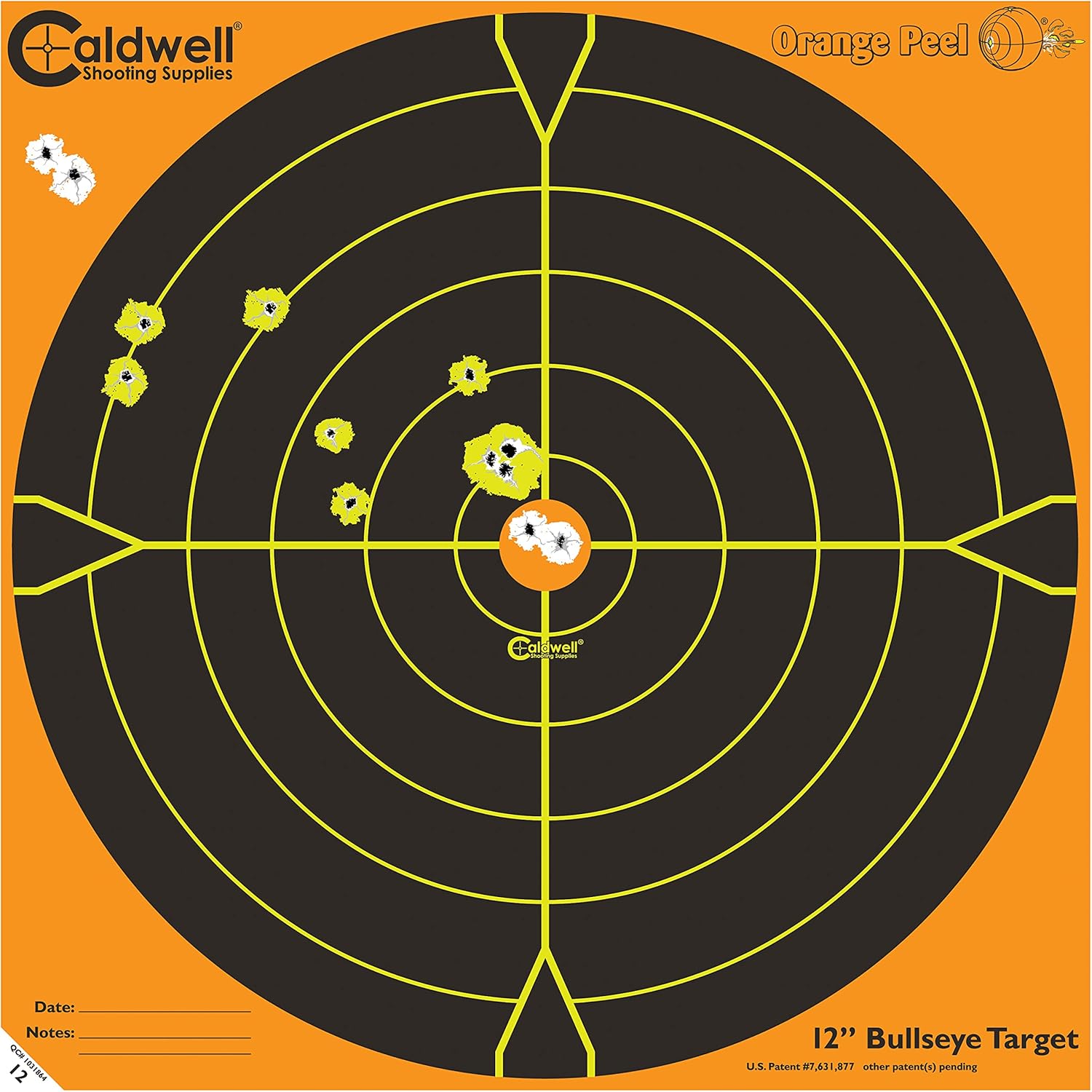 Caldwell Orange Peel Bullseye Targets with Flake Off Material, Strong Adhesive and Multiple Sizes for Outdoor, Range, Shooting and Hunting