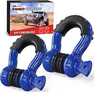 Nilight 2 Pack 3/4" D-Ring Shackle with 7/8" Screw Pin 41,887lbs Break Strength, Heavy Duty Off Road Recovery with Isolators Washers for Use with Tow Strap, Winch, Off-Road Jeep Truck Vehicle