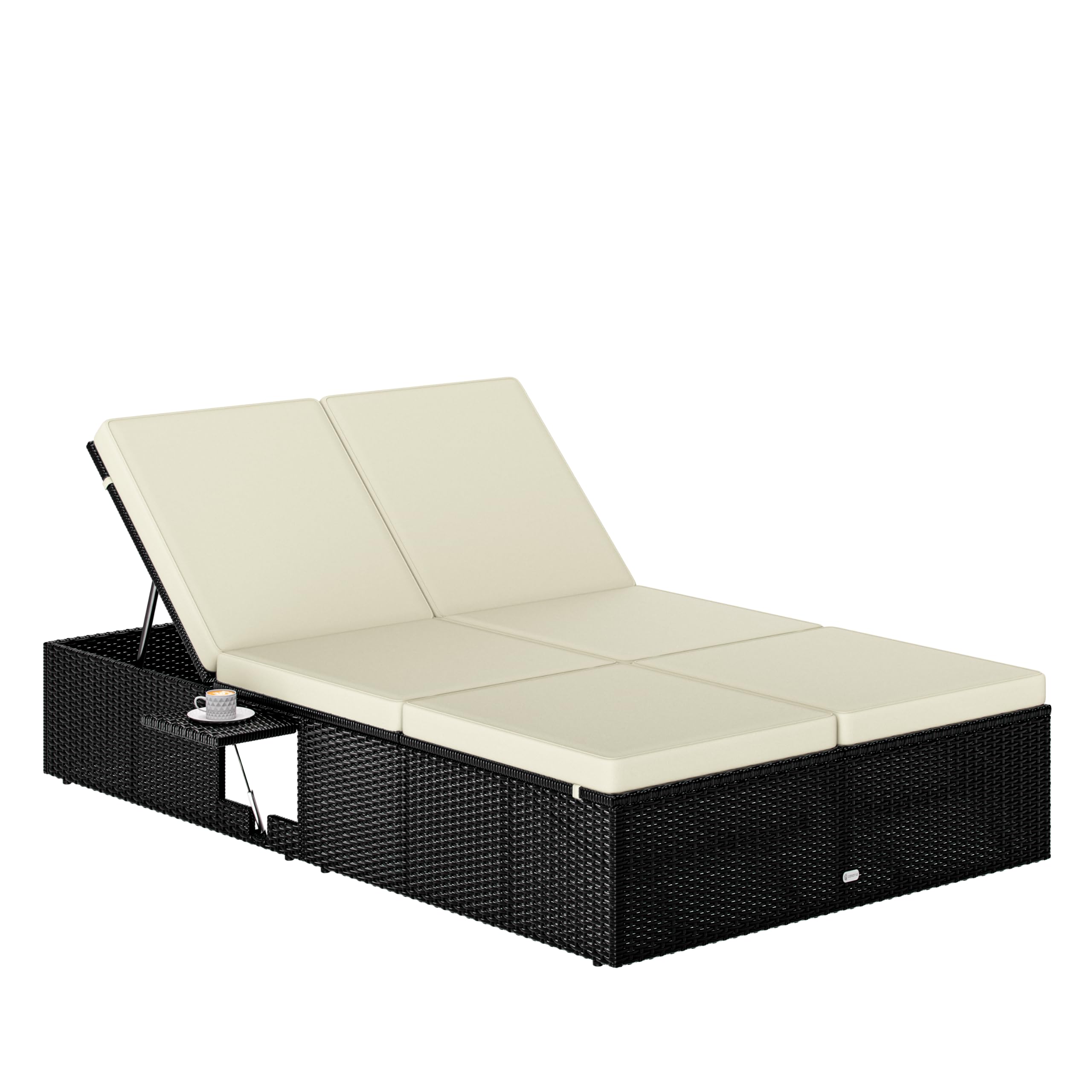 Casaria® Lettino Doppio con Tavolino 200x115cm Capacità di Carico 220kg