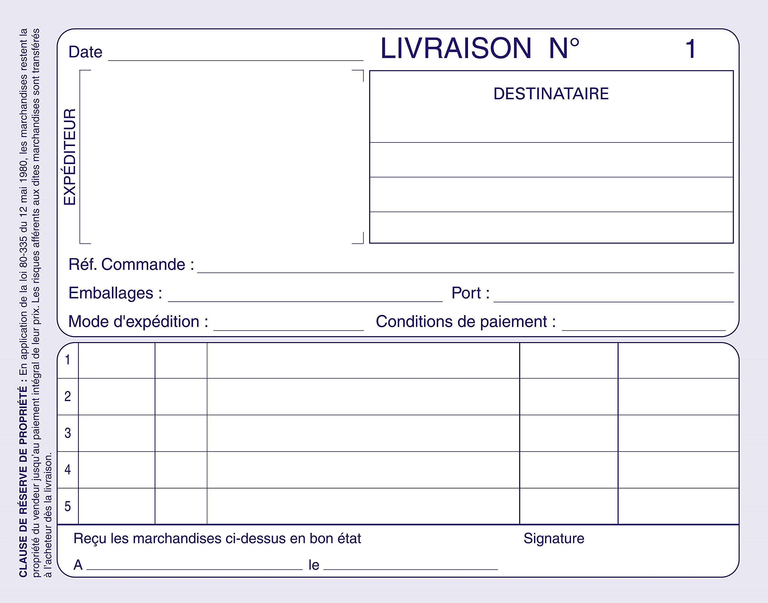 ELVE LV2102 Lot de 10 Carnets Autocopiants Livraisons Format A6 avec 50 Duplicata