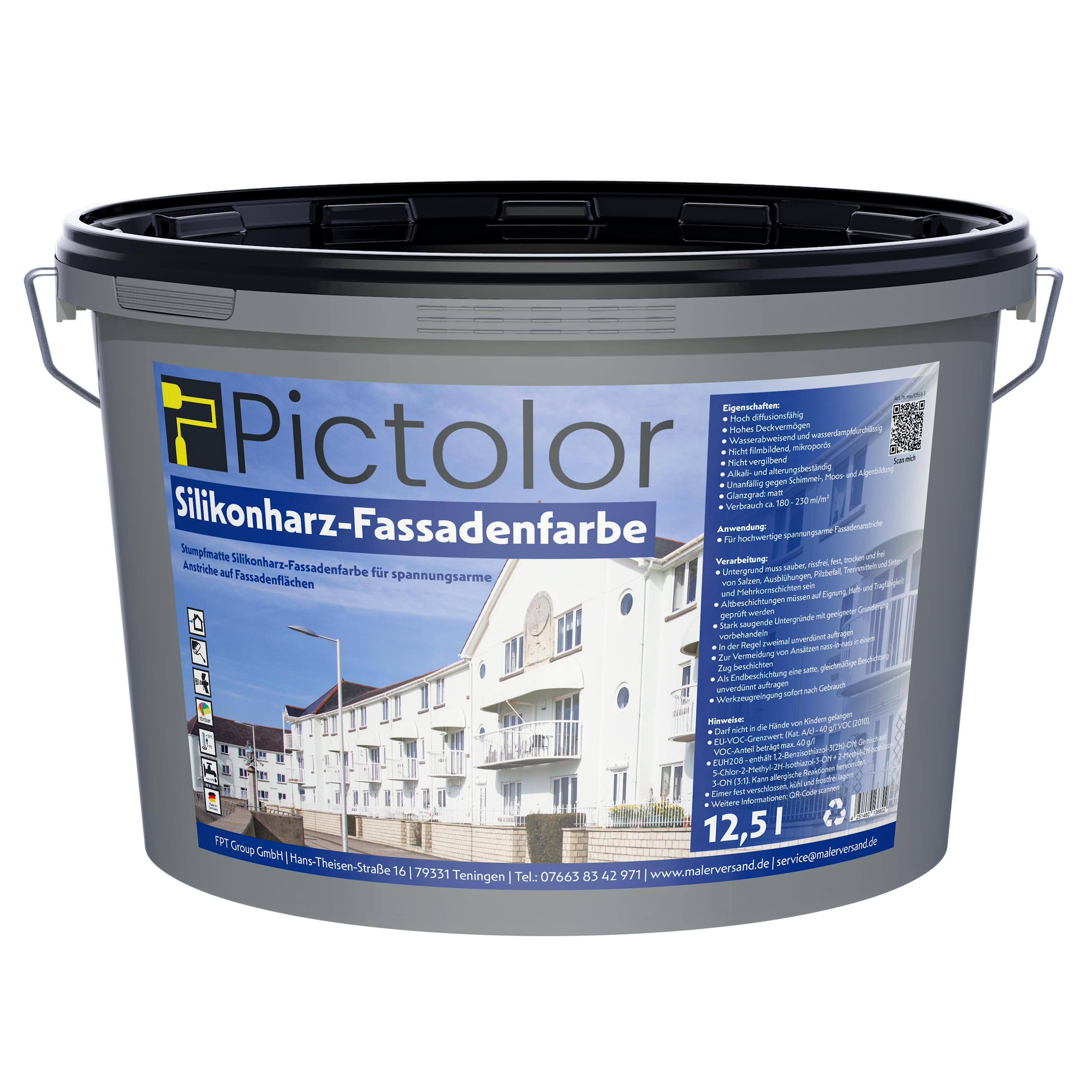 Pictolor Silikonharz Fassadenfarbe 12,5 Liter weiß