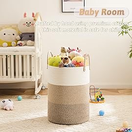 Artfeel Laundry Basket,Woven Cotton Rope Laundry Hamper,60L for Decorative Storage of Dirty Clothes,Toys and Blankets in Bathroom,Bedroom and Living Room