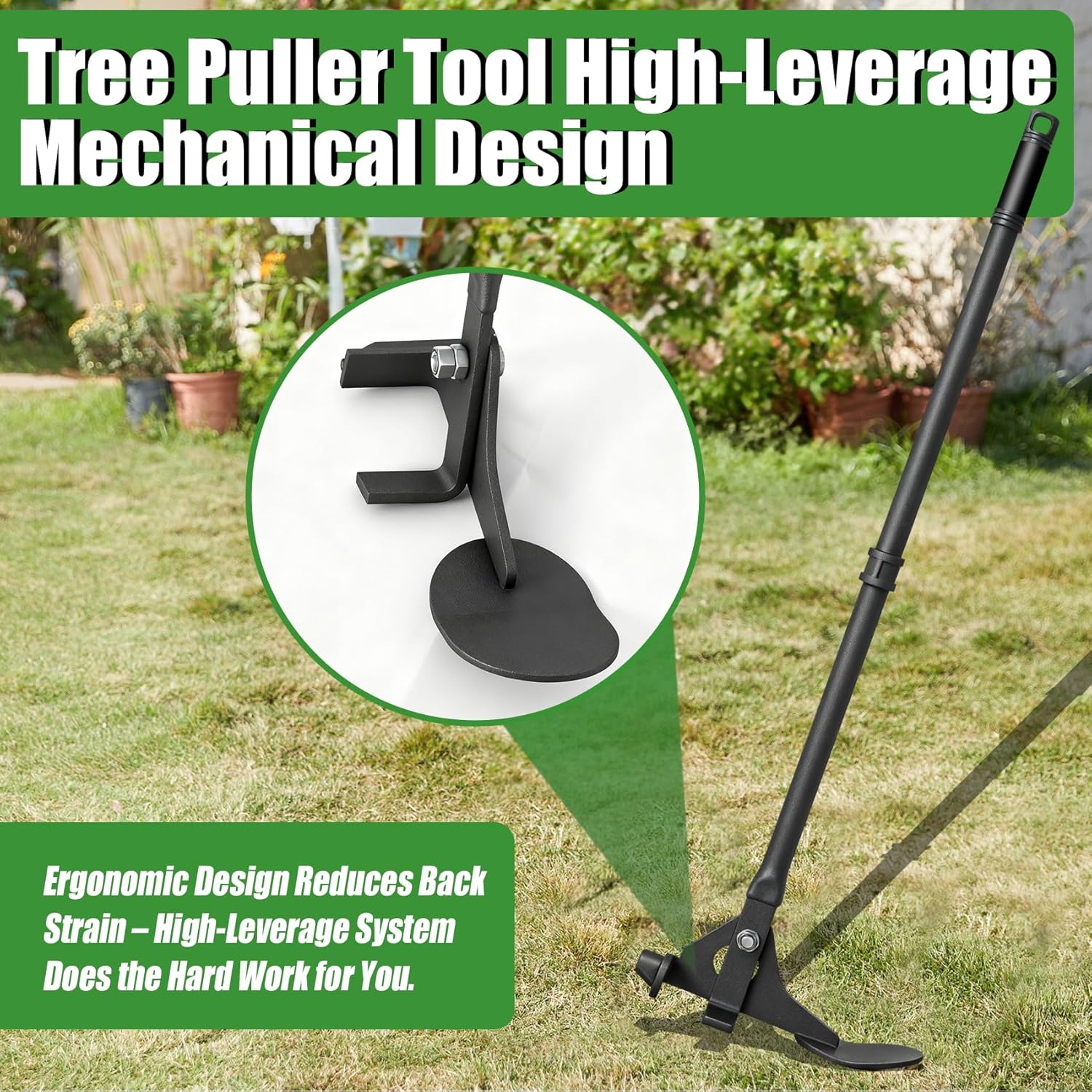 Small Tree Puller for ¼ to 2" Roots, Manual Lever Action Root & Sapling Puller Tool for Removing Small Trees and Shrubs，Saves Cost of Hiring Landscape Designers