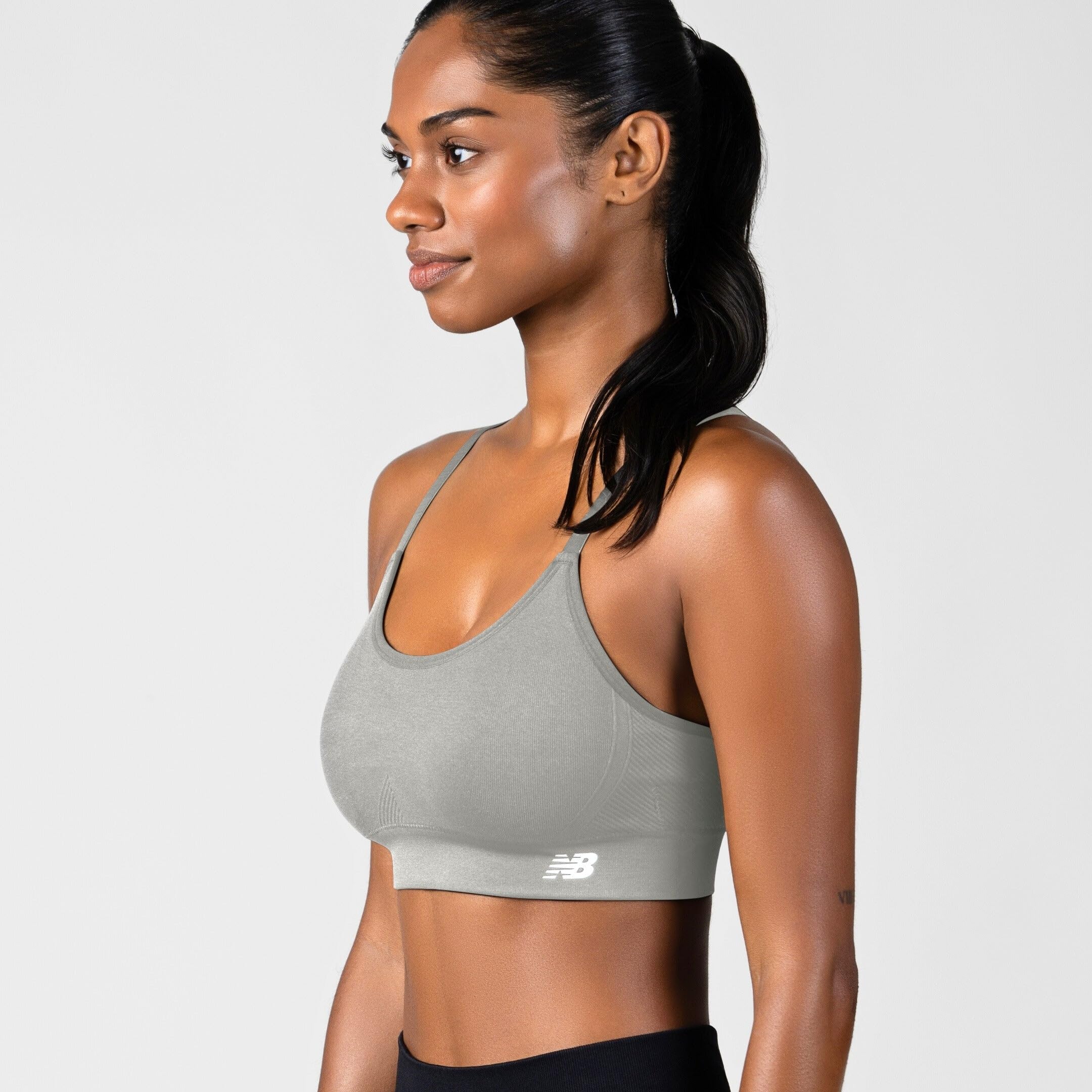 New Balance Yoga Cami Sostén Deportivo Lot de 3 Soutiens-Gorge de Sport sans Coutures pour Femme, Taille XL, Bleu Marine, Bleu, Gris, XL
