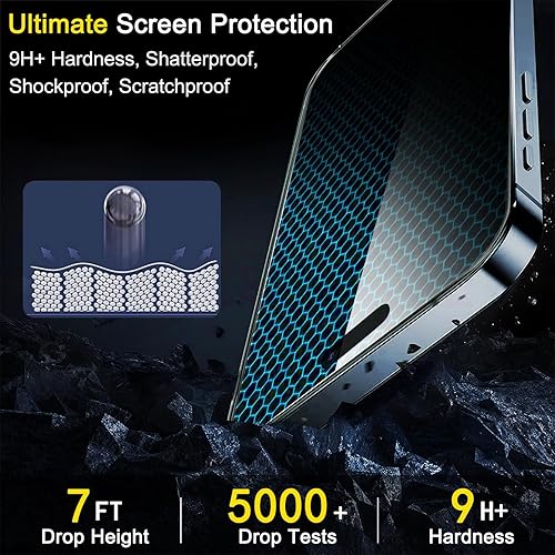 Miniatura 8 de Ferilinso Paquete de 4 protectores de pantalla para iPhone 15 Pro Max, con 4 protectores de lente de cámara de vidrio templado, compatible con