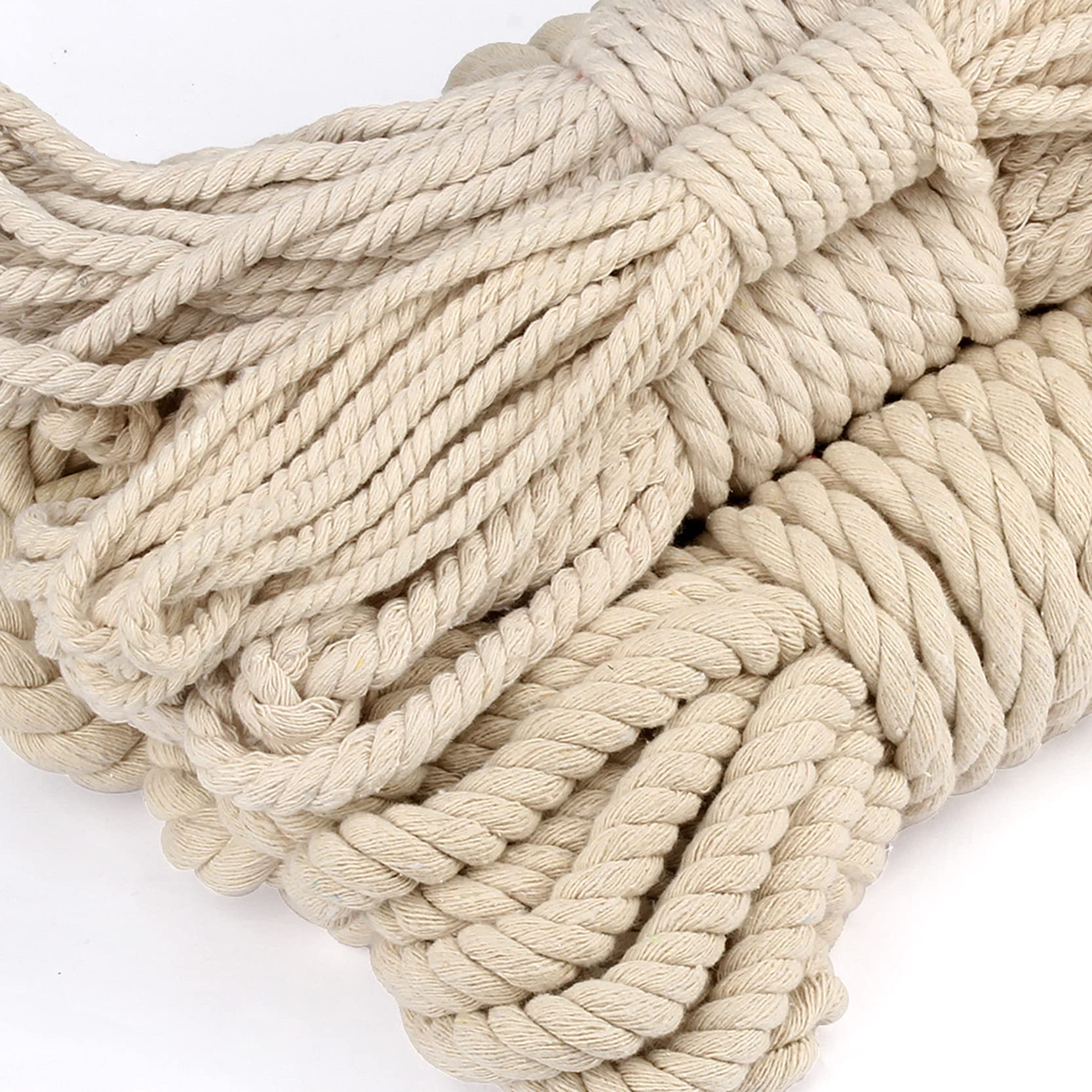 ZNKZJ Cuerda de algodón con cordón de macramé 328 pies,Cuerda de macramé, cordón de algodón Natural Suave Trenzado de 3 Hilos ，Cadena de macramé para Crafts, Colgantes de Pared,Beige-20mm