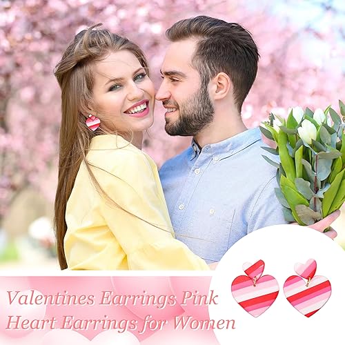 Miniatura 3 de Valentine Earrings for Women Pink Heart Earrings Valentines Day Gifts for Her Valentines Dress Shirts Outfits Accessories Pink Stuff