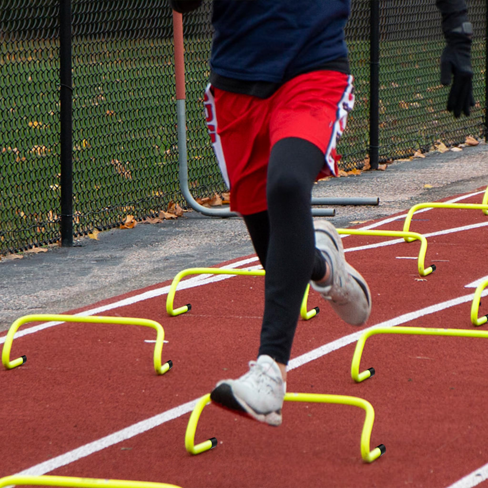 FIVMEN Accessori per allenamento calcio, con scala di coordinazione, 6 ostacoli regolabili, 12 fette coni, resistenza paracadute e custodia, set di allenamento per la velocità
