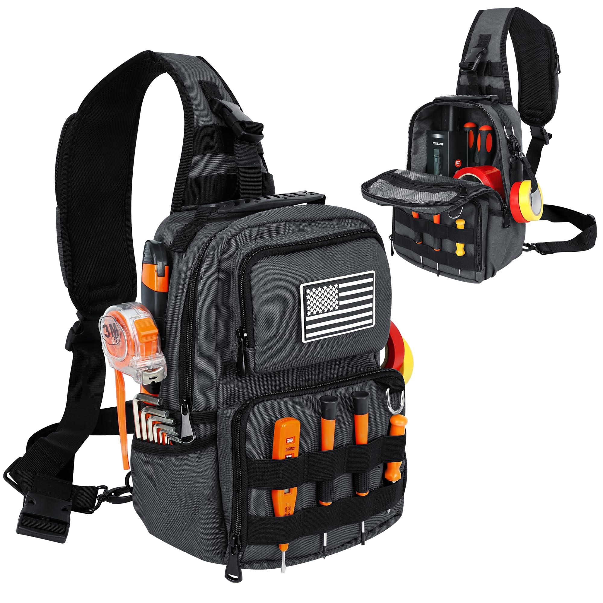 AASTT Small Tool Bag, Shoulder Tool Bag Organizer for Electricians, Small Tactical Sling…