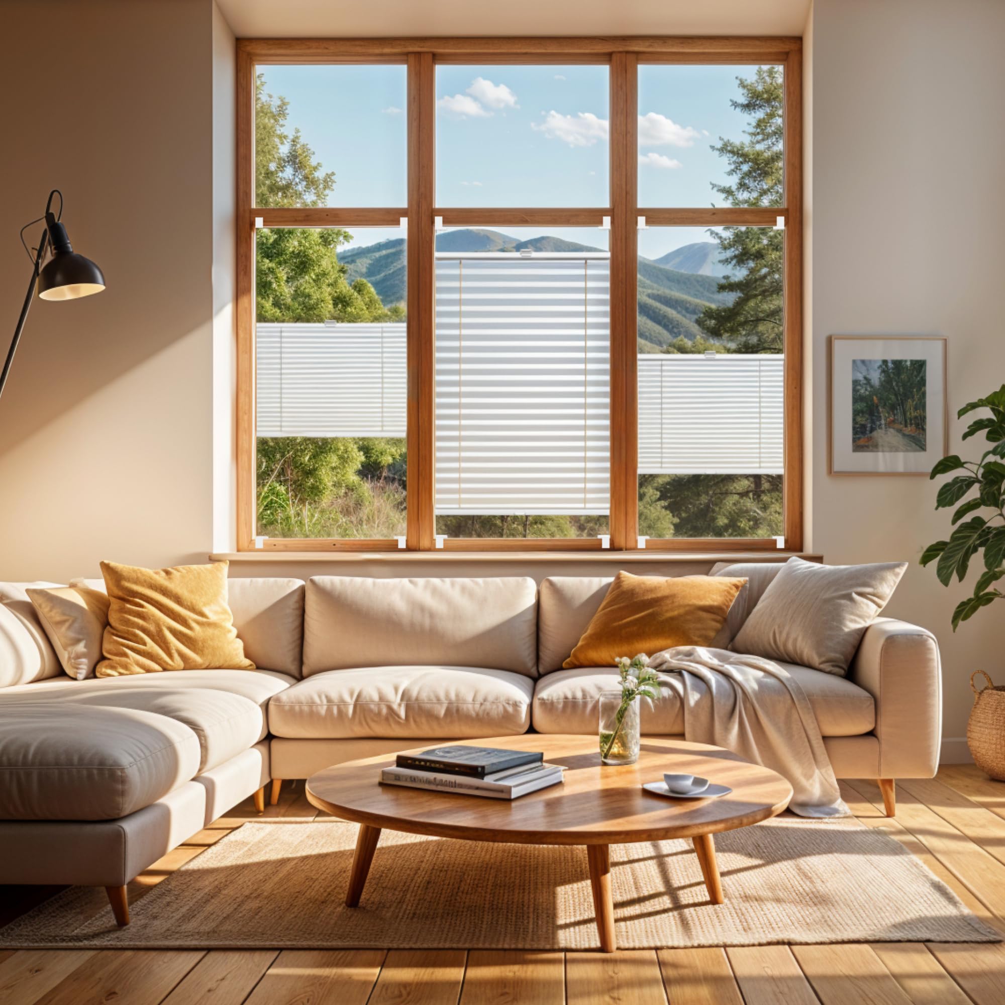 Concept Blinds Premium Custom Pleated Blinds - No Drilling Needed – 18 Stunning Fabric Colours – Adhesive Installation – Tailored Shades with Adhesive Fixings (Height from 59.1 inches to 90.6 inches)