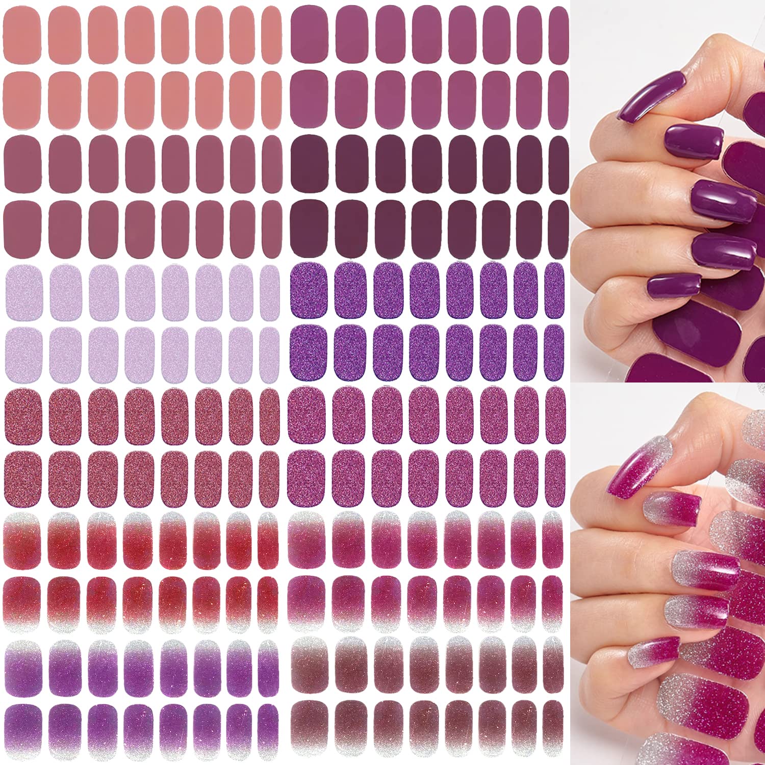 NAILDOKI Nail Stickers 12Sheets x 16 Pieces Full Wraps Nail Polish Strips, Self-Adhesive Gel Nail Art Decals for Women Girls