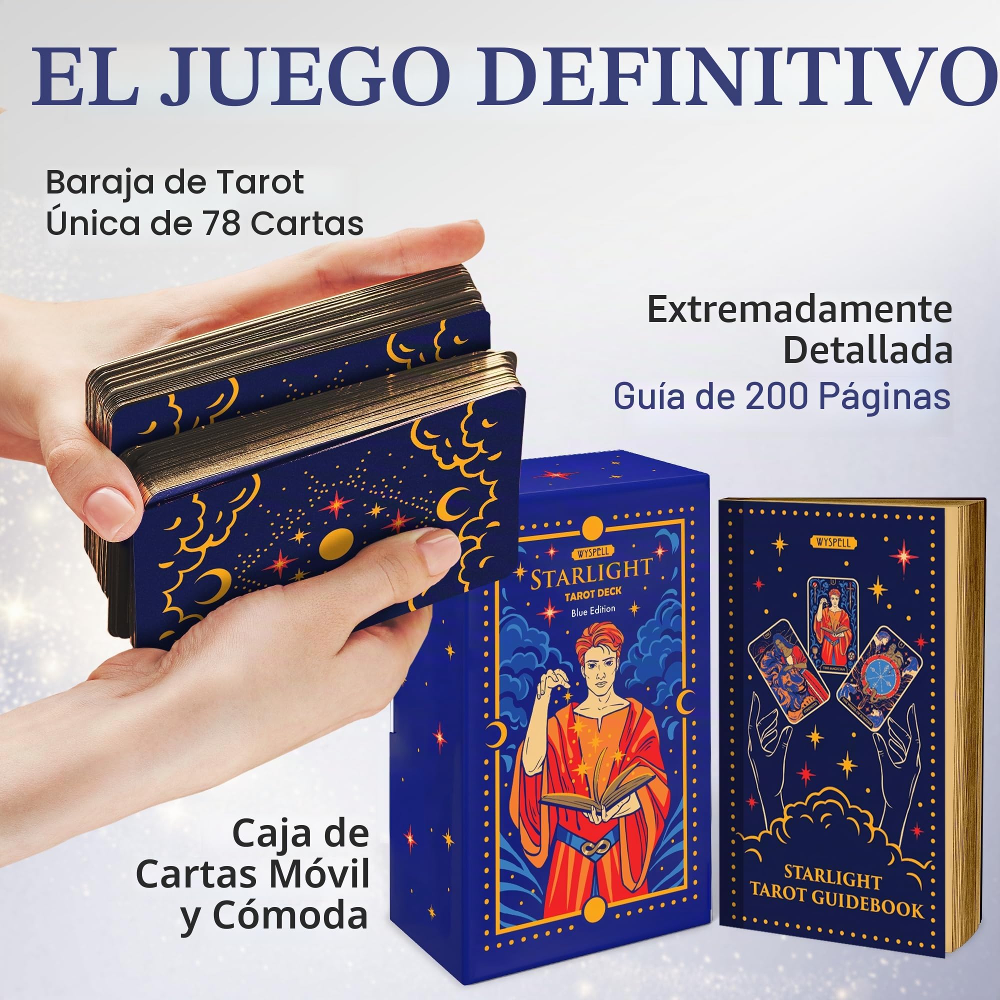 Wyspell Blue Starlight tarot Deck: cartas inspiradas en el cielo estrellado con instrucciones (idioma español no garantizado), juego único de cartas de tarot
