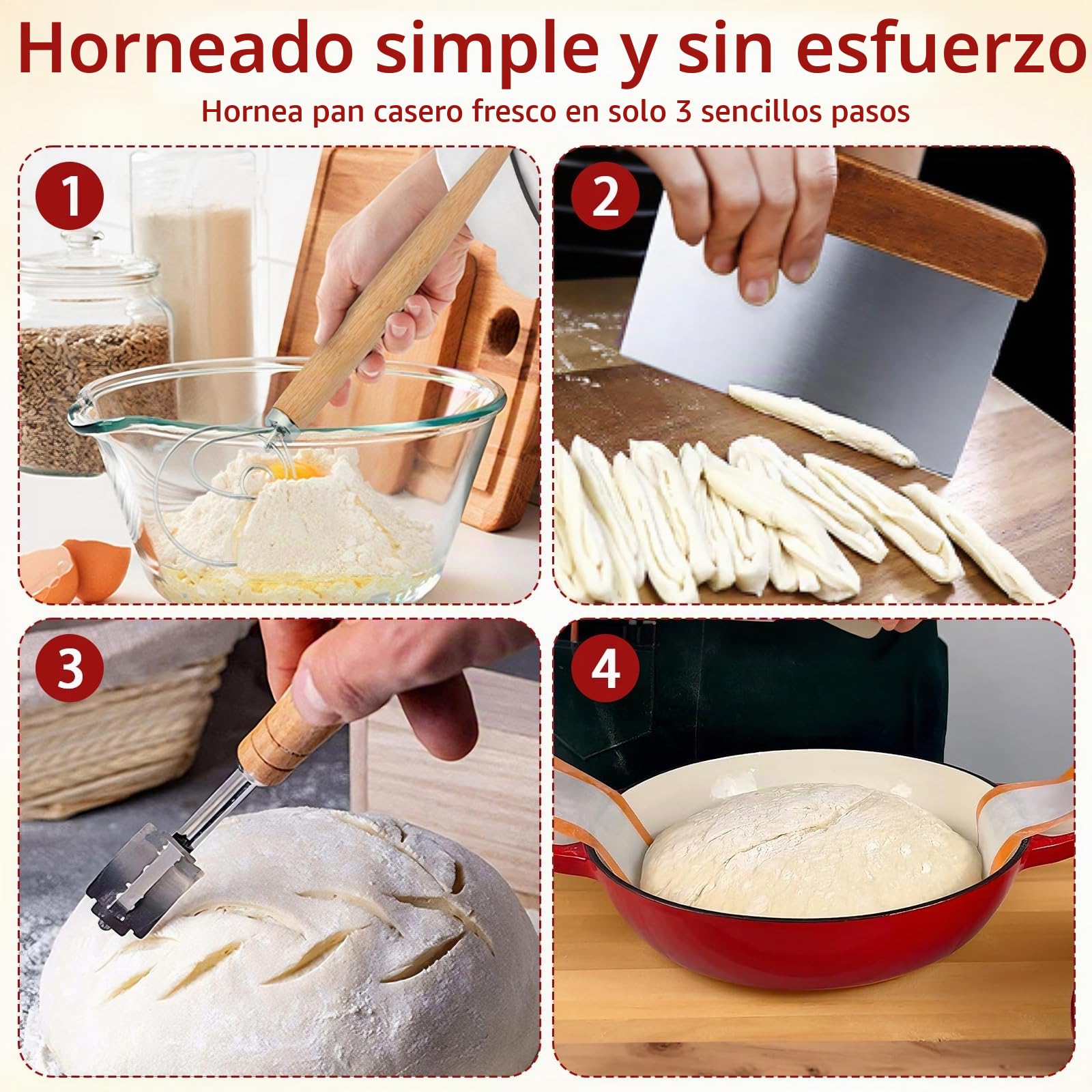 Olla de Hierro Fundido Esmaltada 5,7L Oval, Dutch Oven 26 cm con Tapa, Asas de Madera y Accesorios para Pan, Horno hasta 260°C, Todas Vitrocerámicas e Inducción