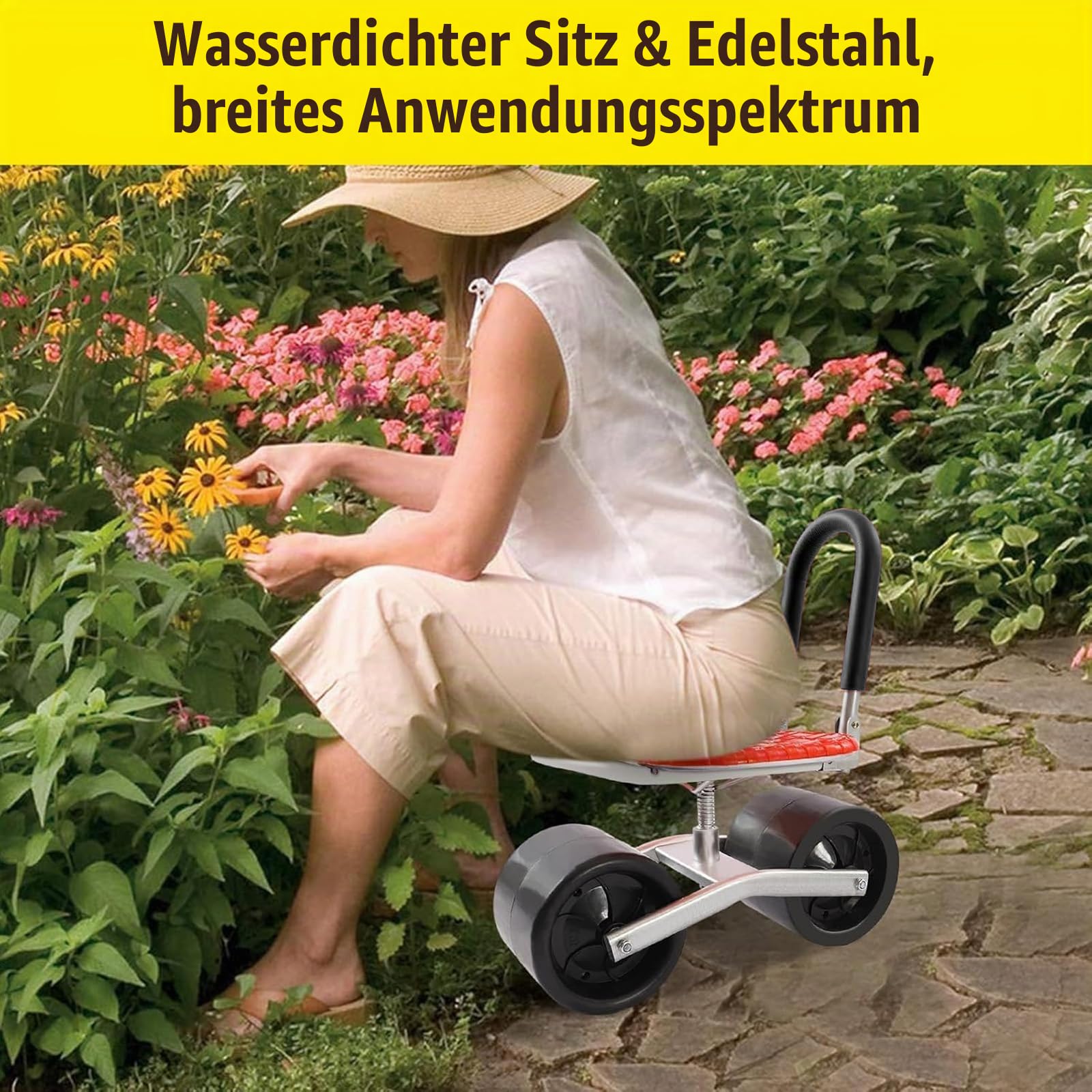 Gartenhocker Auf Rollen, Rollsitz für Gartenarbeit, Mit Verstellbarer Höhe