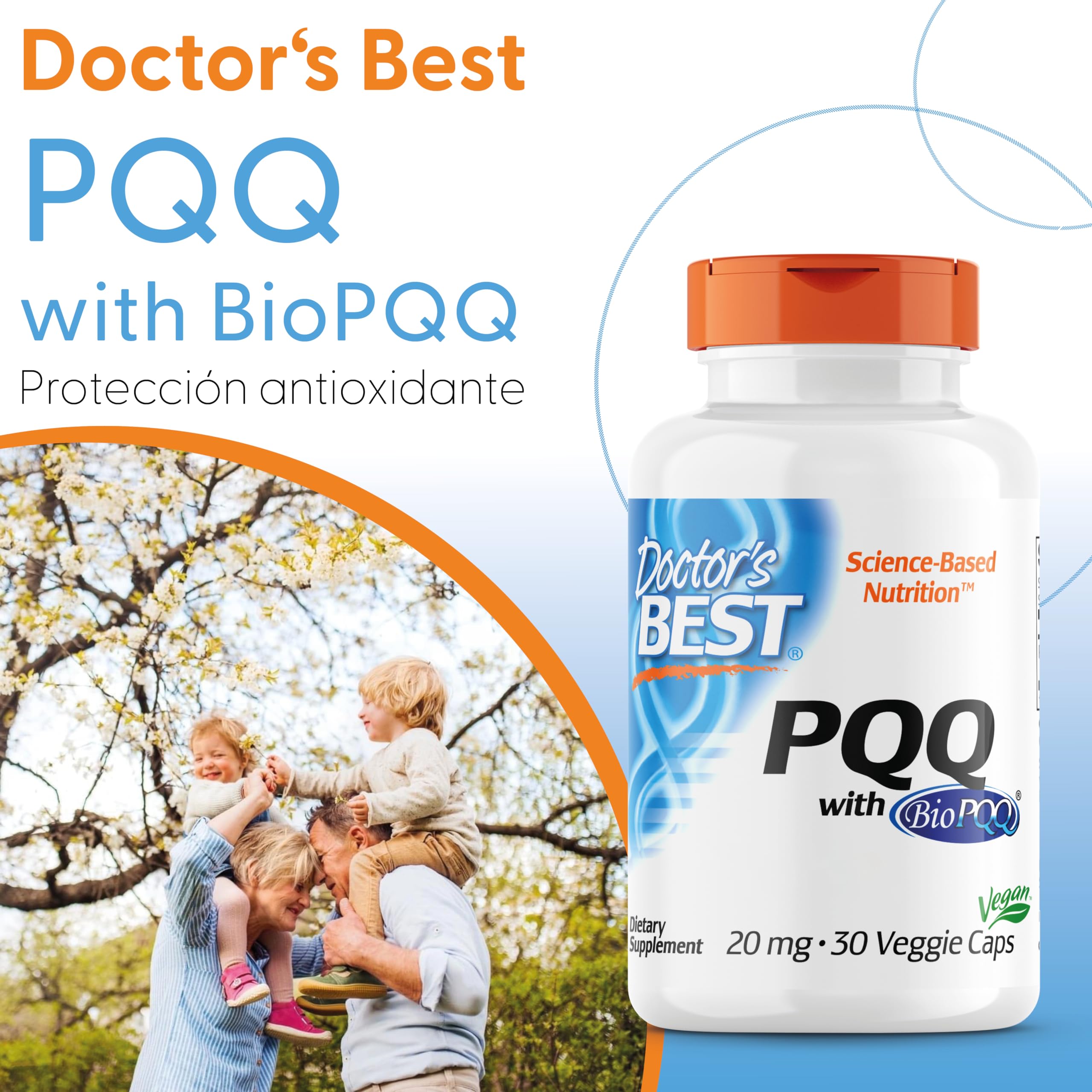 Doctor's Best, PQQ (Pyrroloquinoline Quinone), con BioPQQ, 20mg, 30 Cápsulas veganas, Altamente Dosificadas, Probadas en Laboratorio, Sin Soja, Sin Gluten, No GMO