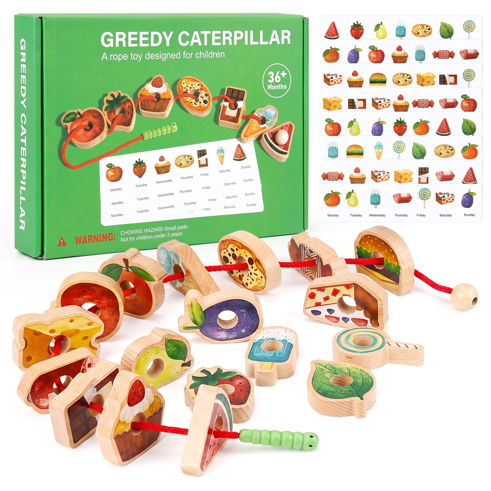 Greedy Caterpillar Threading Toy Montessori Threading Toys for Toddler