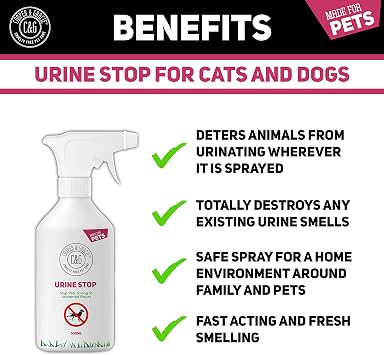 Cooper & Gracie Urine Stop Repellent Spray for Dogs & Cats, Triple Action | Helps Discourage Indoor Weeing And Repeat Marking, Enzymatic Urine Odour Neutraliser, Supports Toilet Training