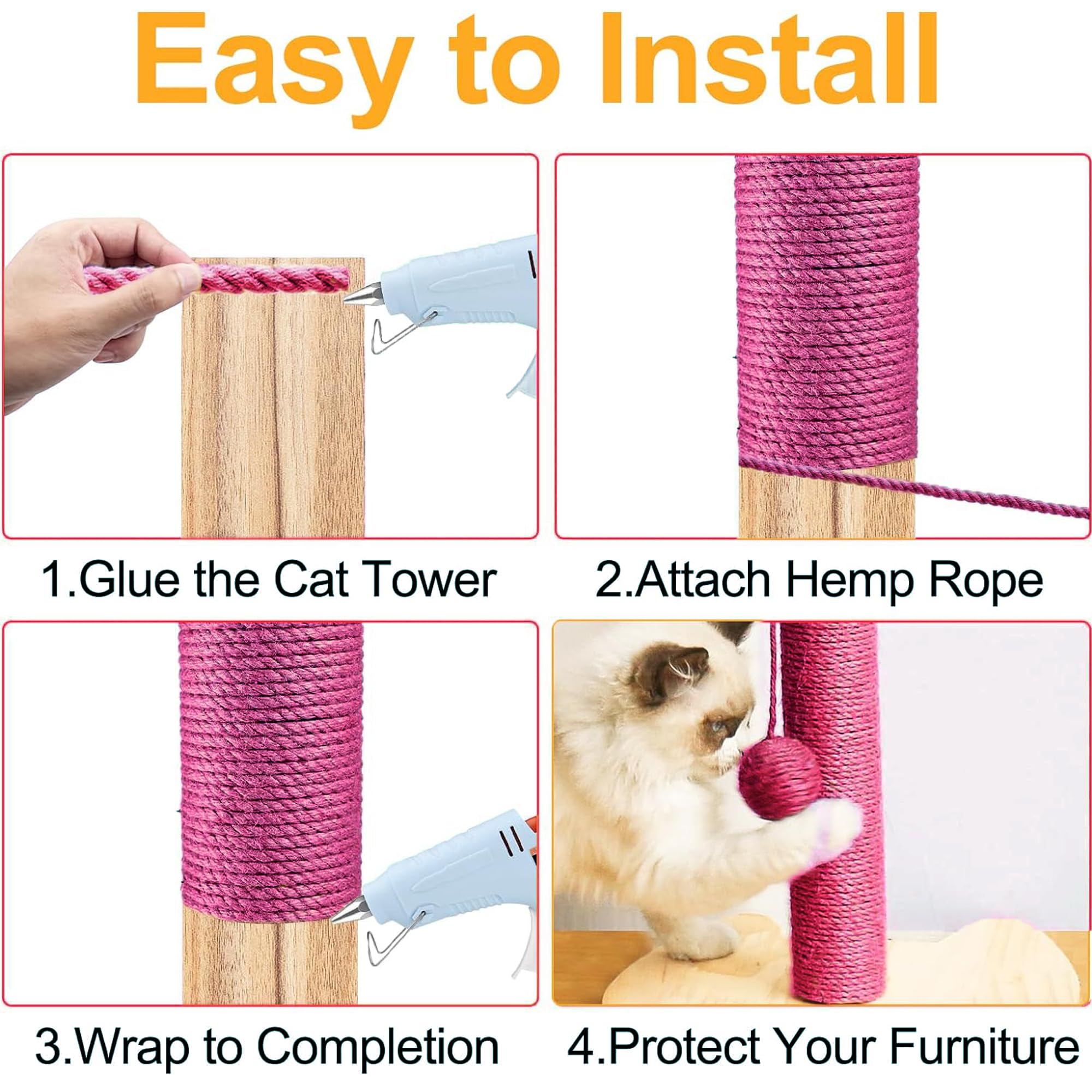 Corda Di Sisal 50 Metri Per Tiragraffi - Spago Naturale Per Gatti E Artigianato - Foto 7