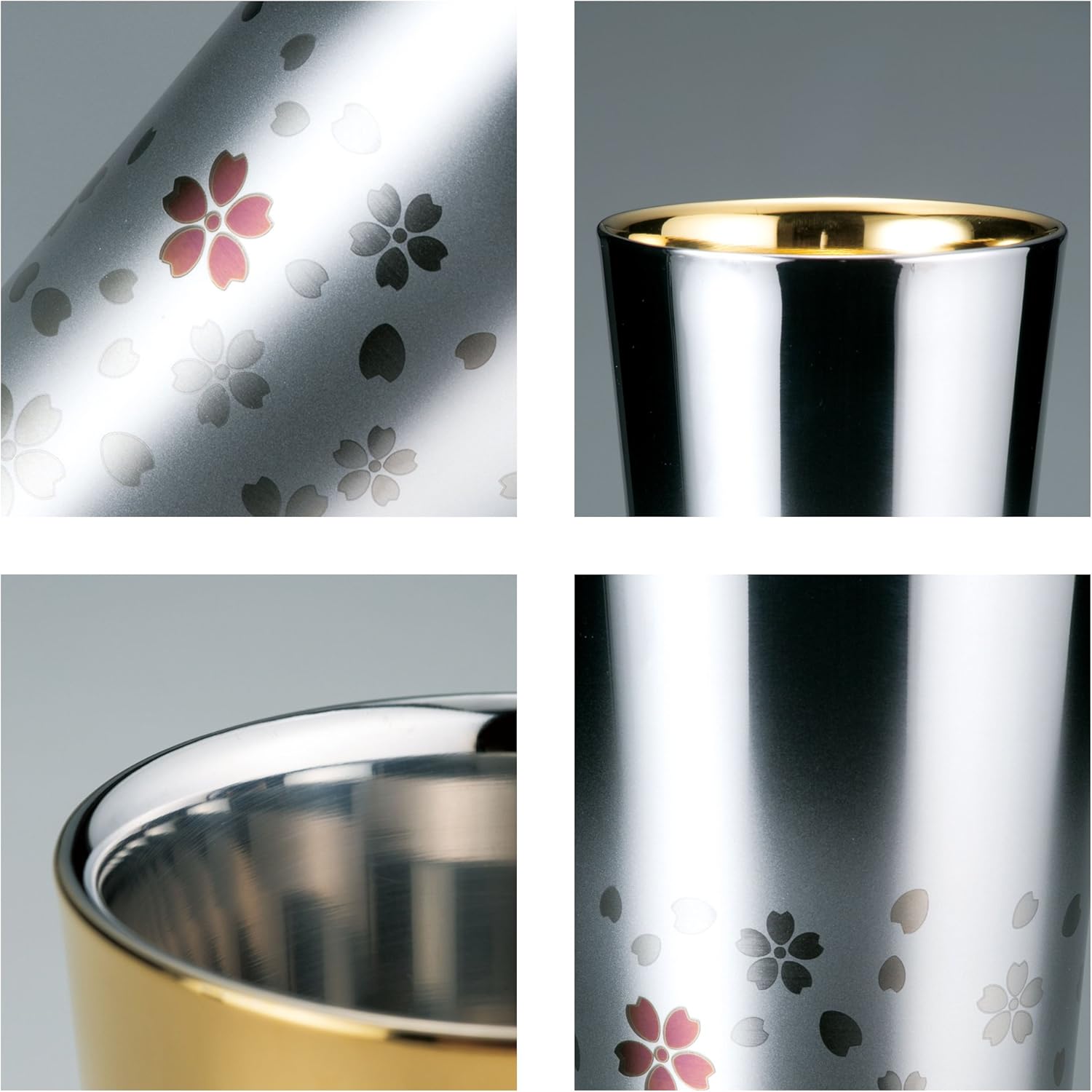 和平フレイズ タンブラー ビール ジュース さくら街道 300ml 内面金メッキ 24K ステンレス 二重構造 燕三条 日本製 SM-9704