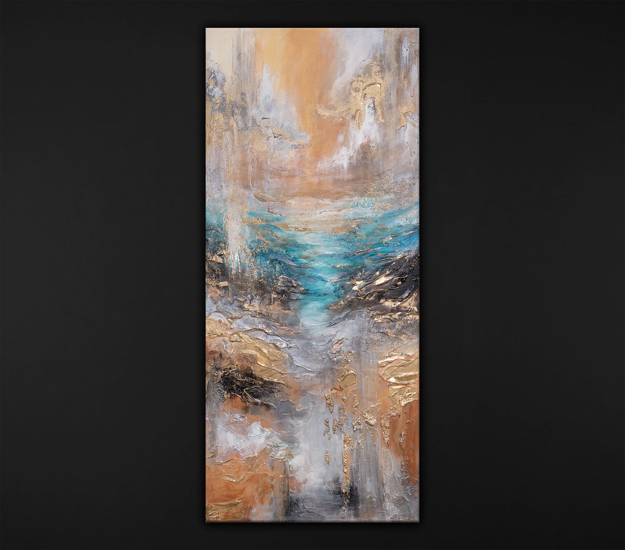 Abstrakte Bilder auf Leinwand Handgemalt 115x50 cm Wandbild Wohnzimmer moderne Wohndekor