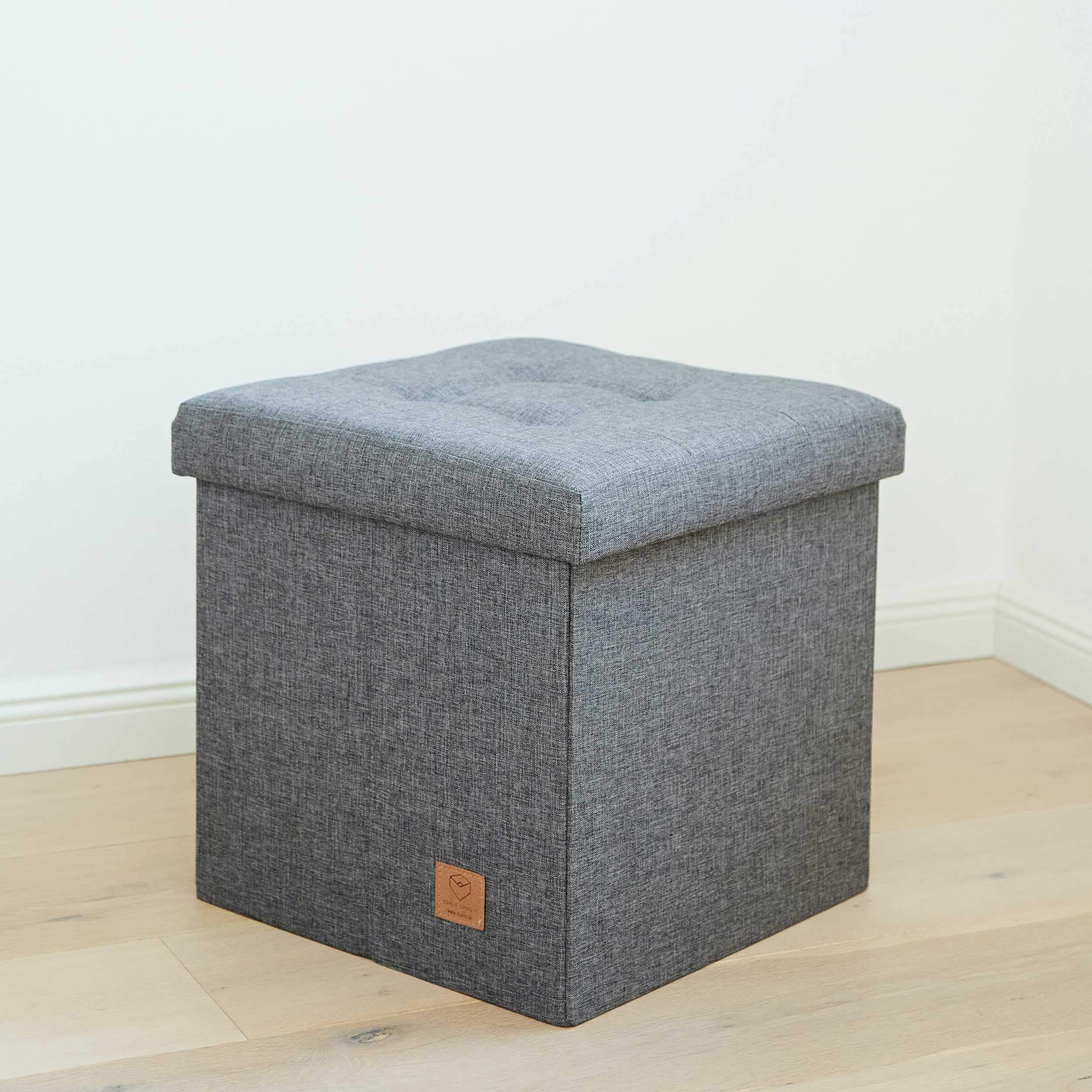 CALICOSY - Boîte rangement pliable avec couvercle en tissu effet lin