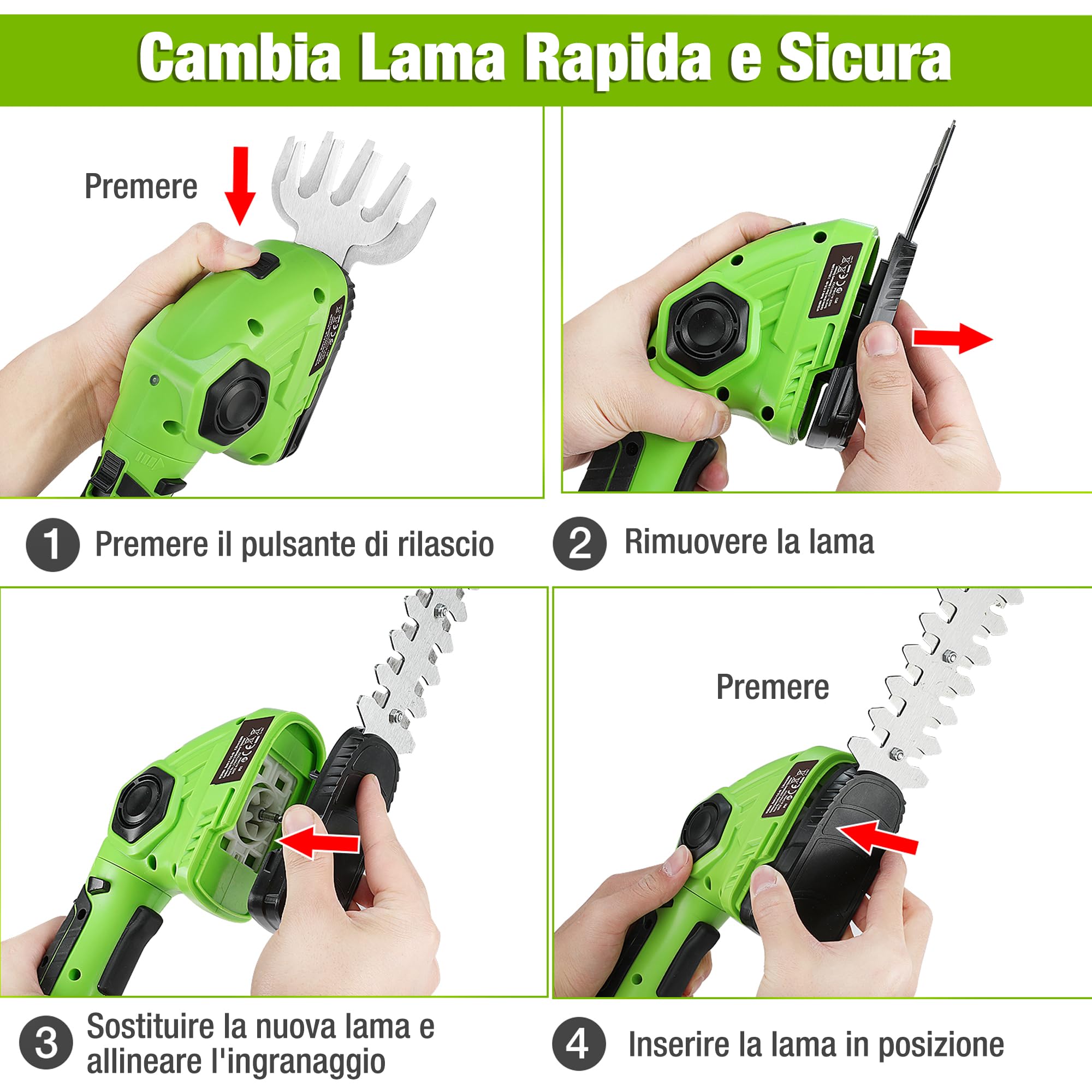 WORKPRO Forbici a Batteria 7,2V, Cesoia Elettrica a Batteria al Litio 2Ah, Larghezza di Taglio 97mm, Lunghezza di Taglio 140mm, Adatto al Giardino