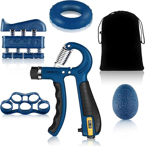 Gonex Fortalecedor de agarre de mano con contador, kit de entrenamiento de antebrazo (paquete de 5), entrenador de fuerza de agarre de resistencia